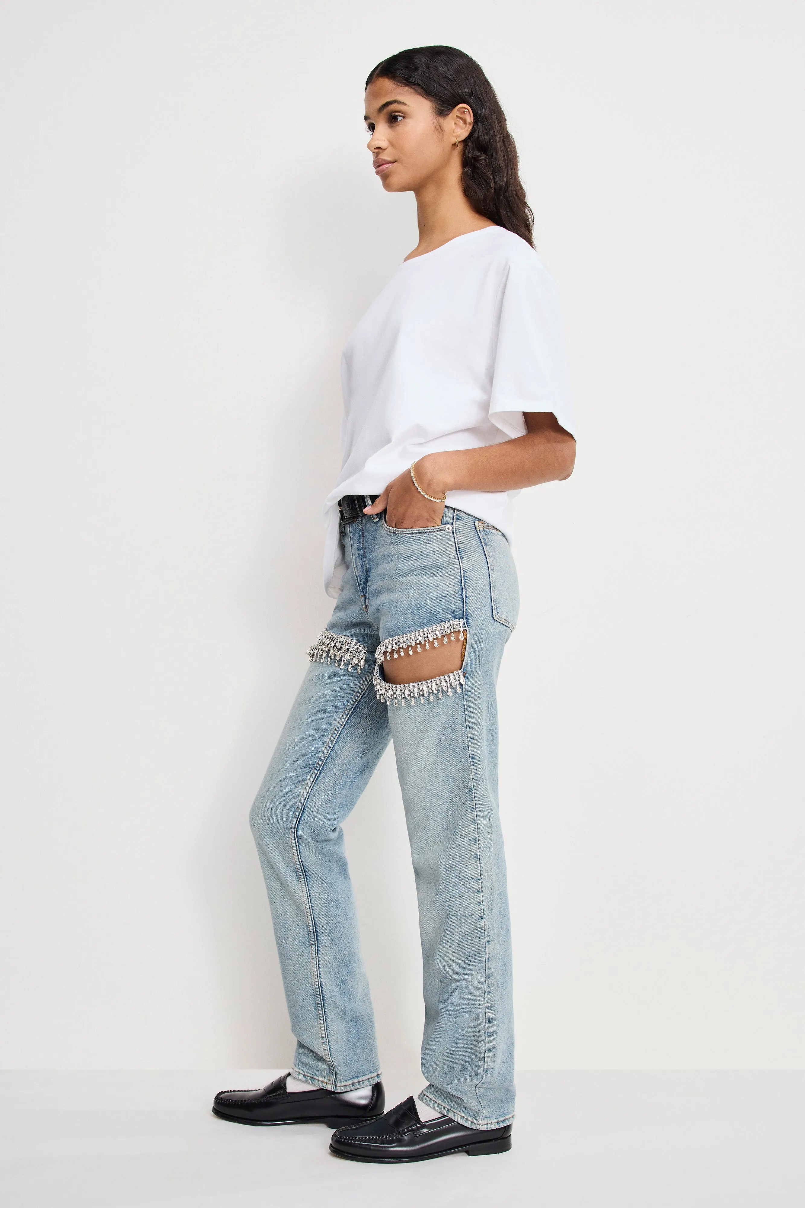 GOOD ICON STRAIGHT DIAMOND JEANS | INDIGO357 sold by Good American product image thumbnail 2