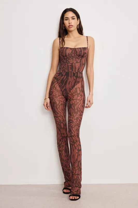 MESH MICRO BOOT LEGGINGS | JAVA WARPED LEOPARD001 made by Good American