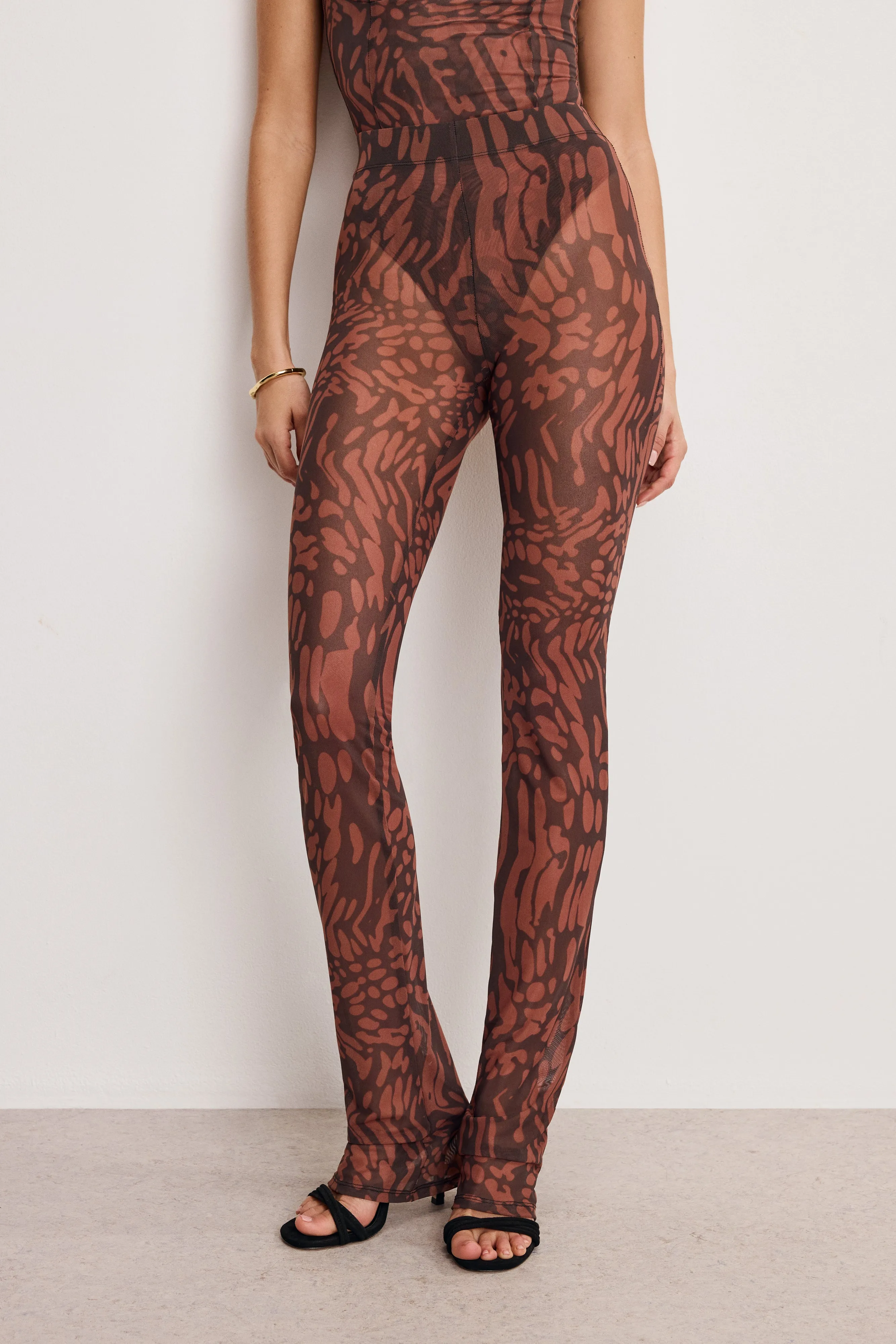 MESH MICRO BOOT LEGGINGS | JAVA WARPED LEOPARD001 sold by Good American product image thumbnail 3