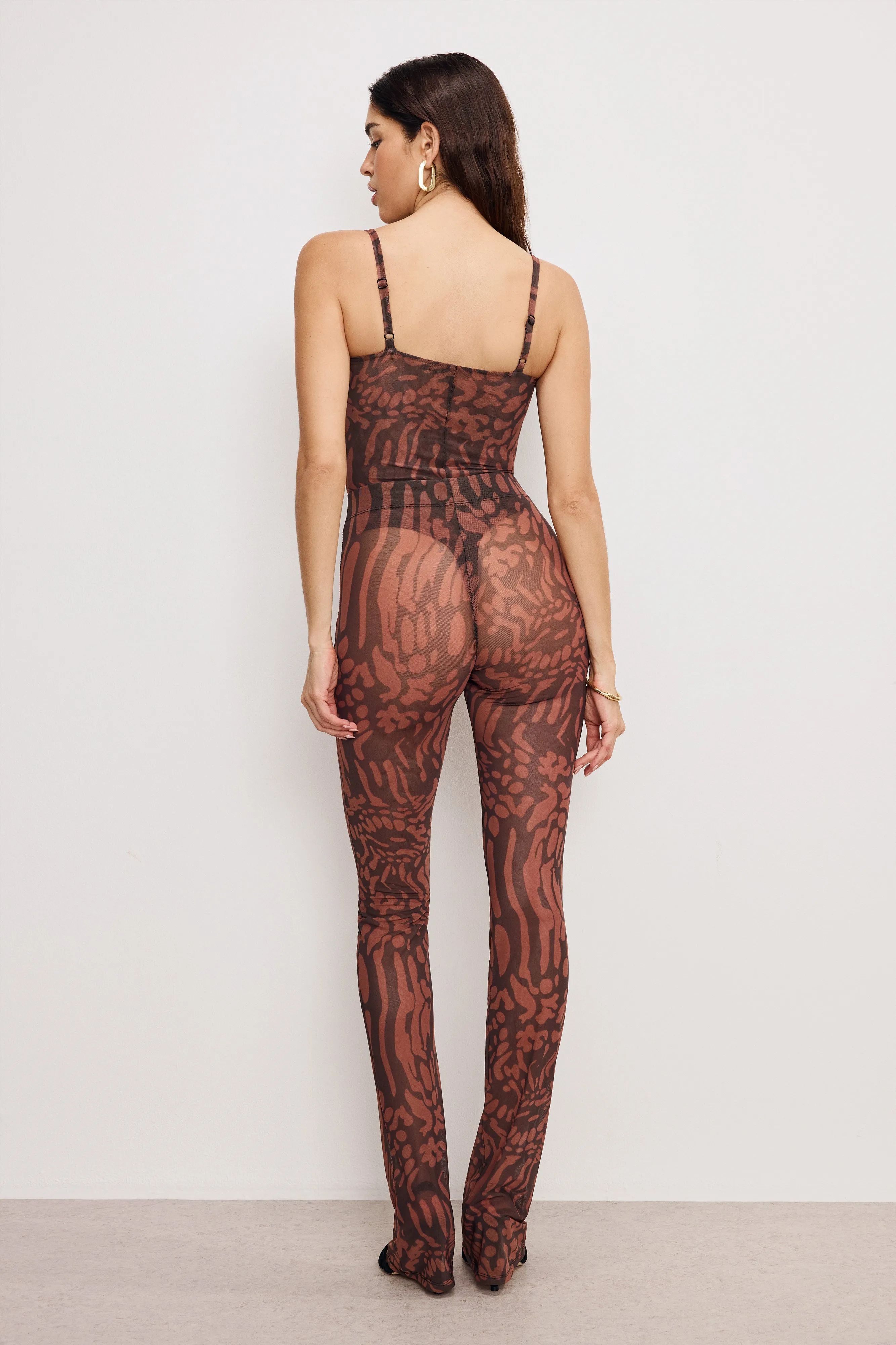 MESH MICRO BOOT LEGGINGS | JAVA WARPED LEOPARD001 sold by Good American product image thumbnail 4