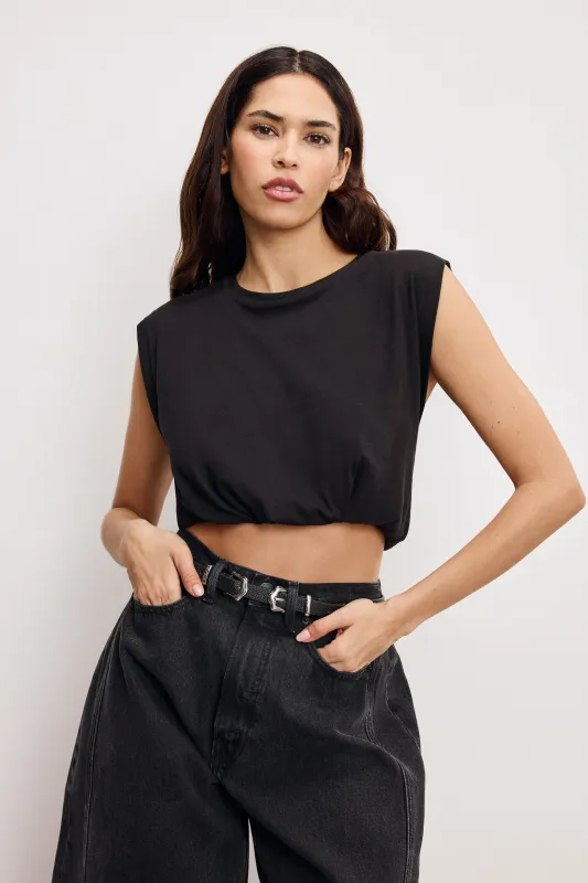 COTTON MUSCLE TEE | BLACK001 made by Good American