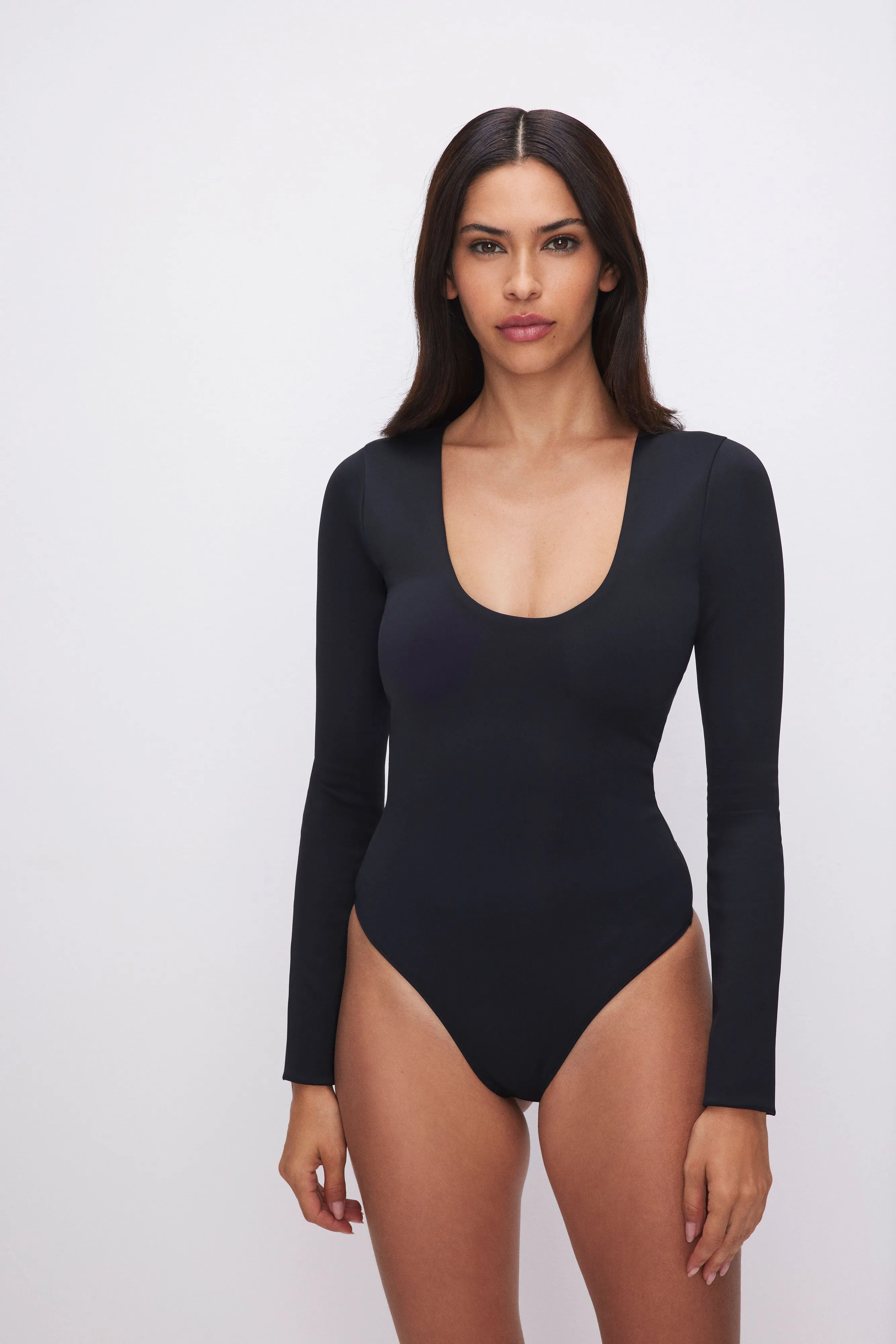 SCULPTING SCOOP NECK BODYSUIT | BLACK001 sold by Good American product image thumbnail 3