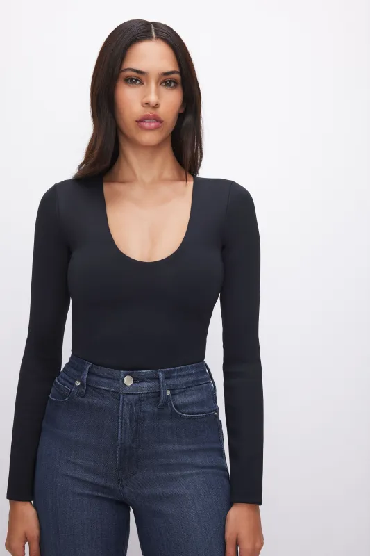 SCULPTING SCOOP NECK BODYSUIT | BLACK001 made by Good American