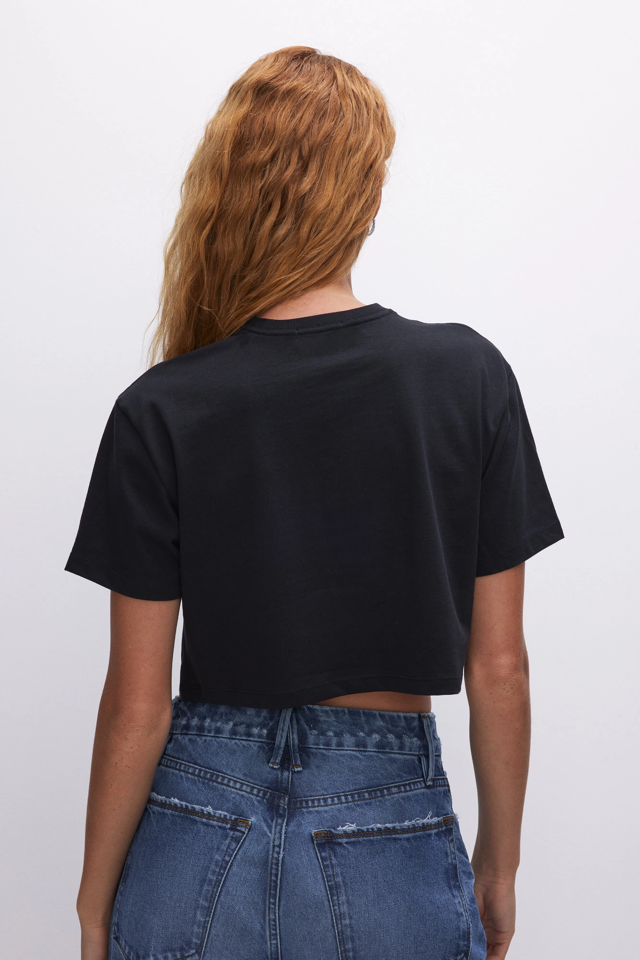 COTTON CROPPED TEE | BLACK001 sold by Good American product image thumbnail 2