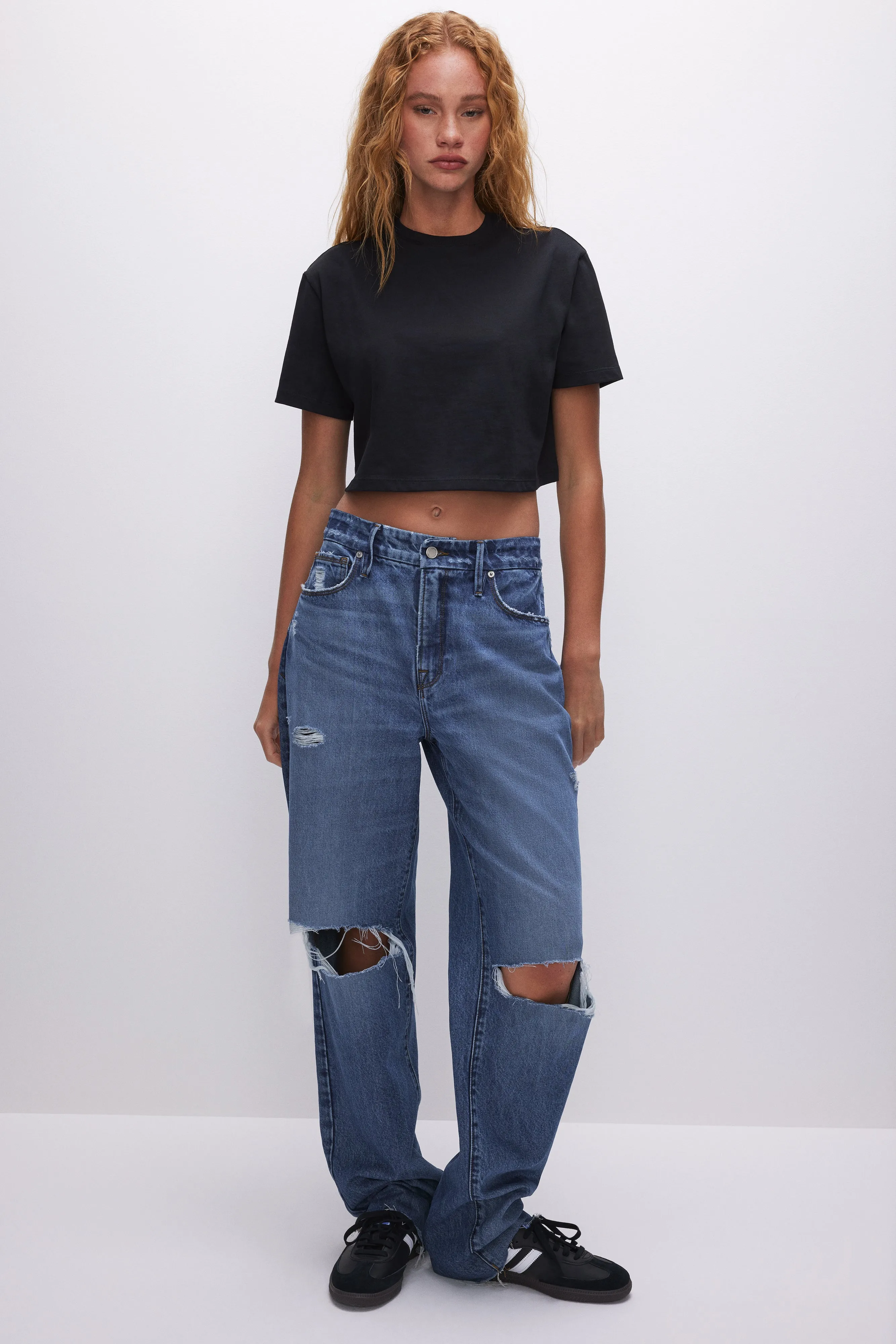 COTTON CROPPED TEE | BLACK001 sold by Good American product image thumbnail 4