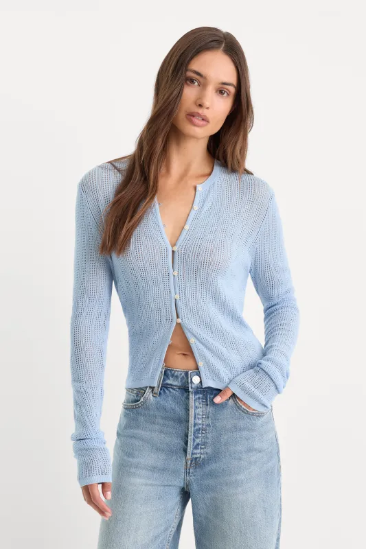 THE OPEN KNIT CARDIGAN | MORNING SKY made by Good American