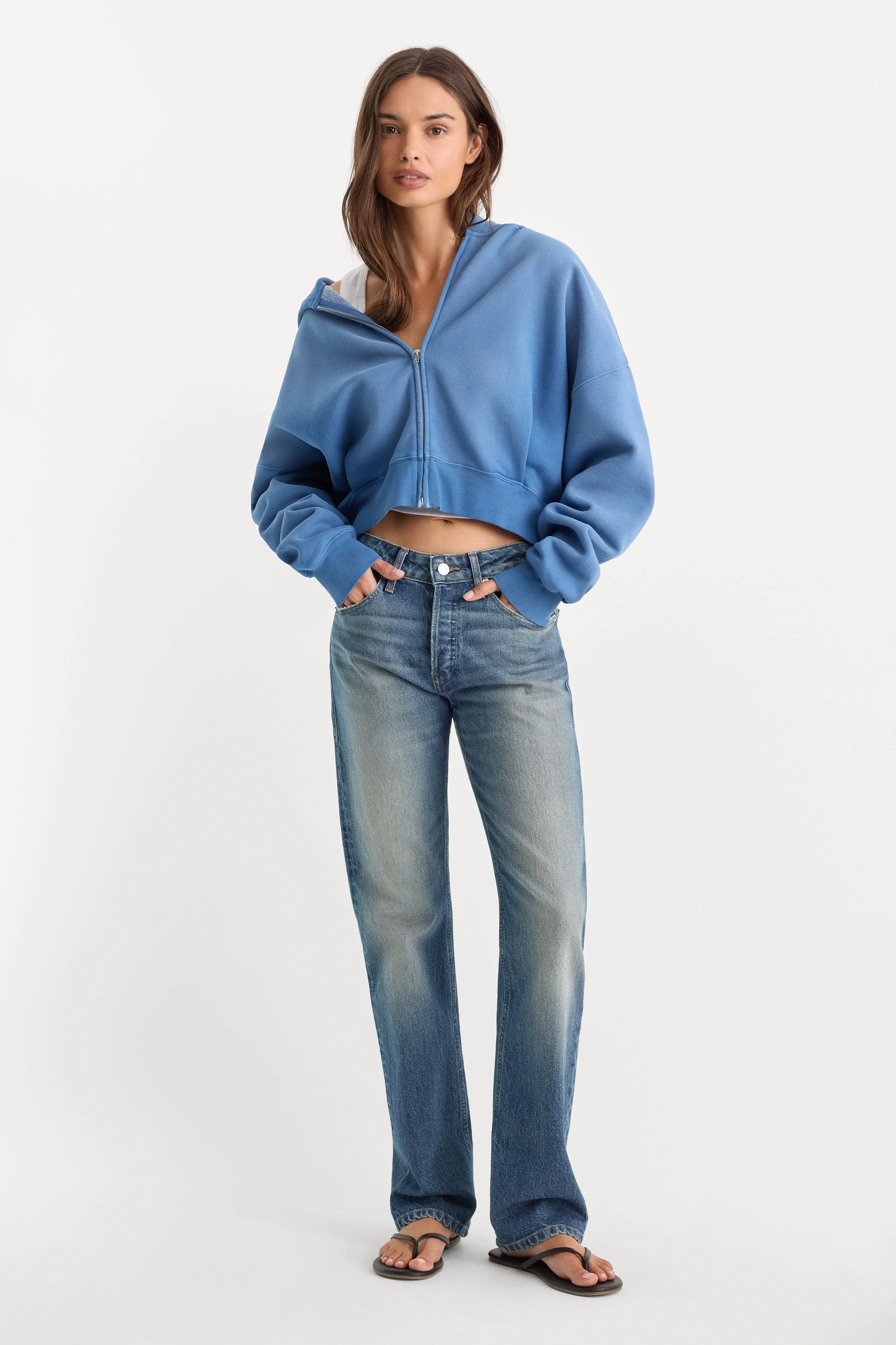 THE ZIP UP SWEATSHIRT | BLUE DRIFT sold by Good American product image thumbnail 4