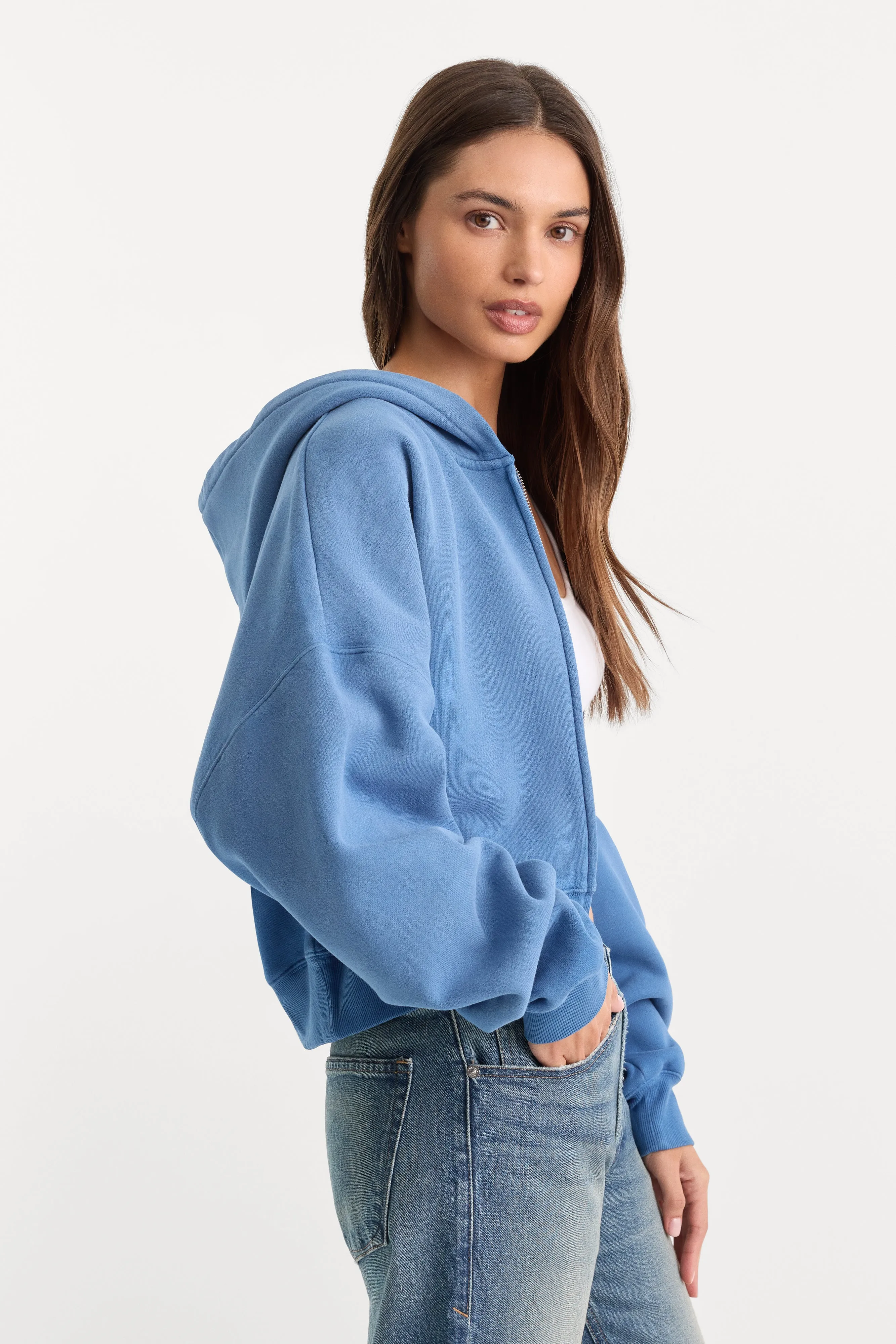 THE ZIP UP SWEATSHIRT | BLUE DRIFT sold by Good American product image thumbnail 3