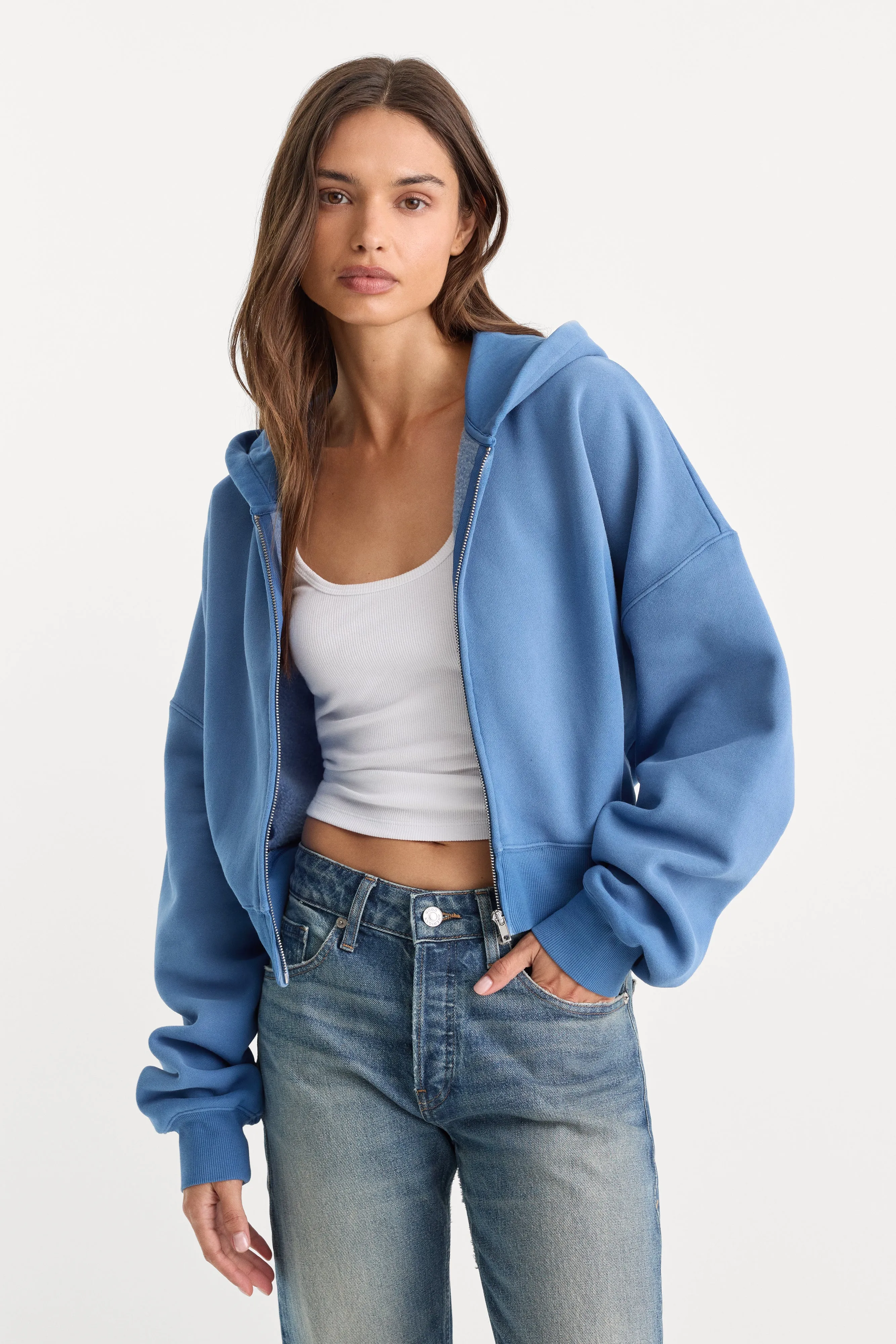 THE ZIP UP SWEATSHIRT | BLUE DRIFT sold by Good American product image thumbnail 2
