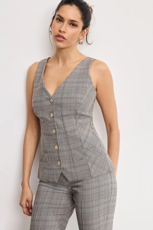 PLAID VEST | GLEN PLAID001 made by Good American