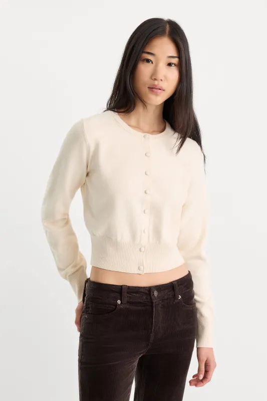 THE FINE KNIT CARDIGAN | PEARL made by Good American