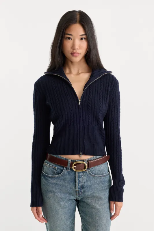 THE CABLE ZIP UP | NEW NAVY002 made by Good American