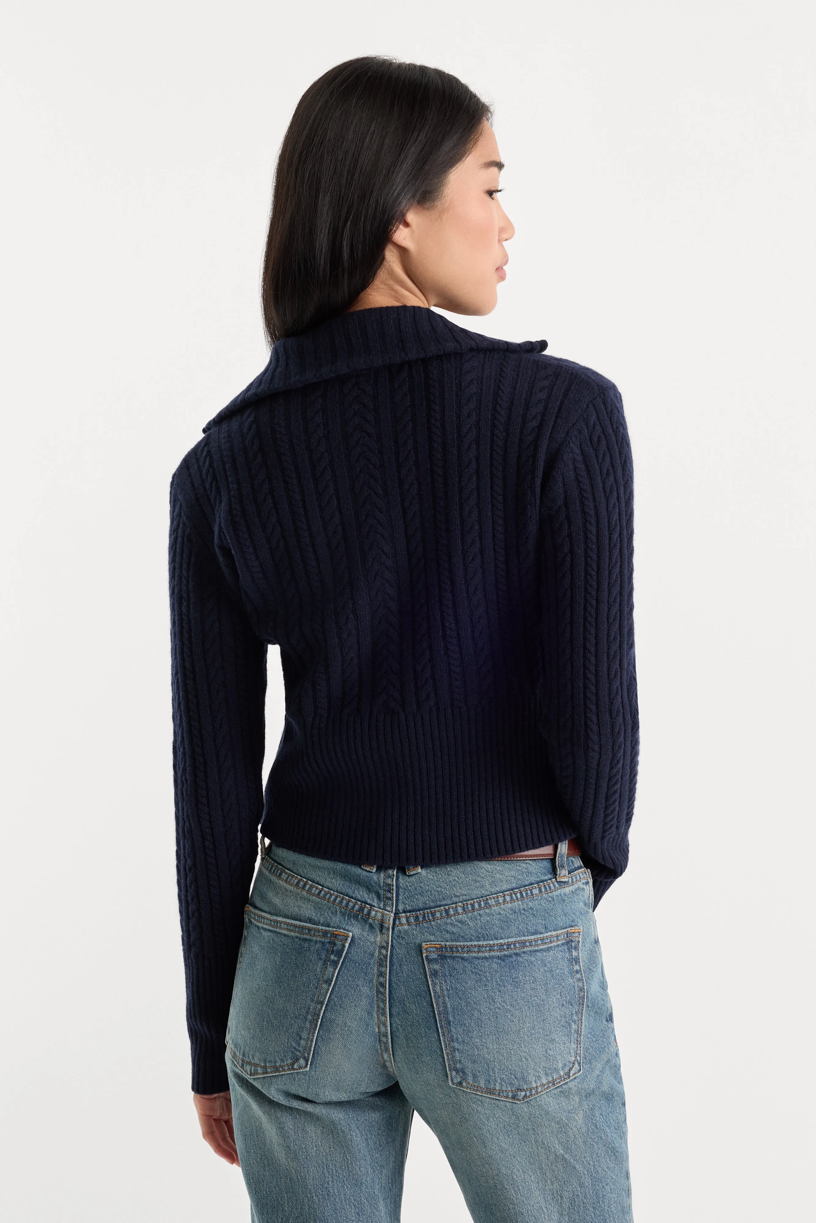 THE CABLE ZIP UP | NEW NAVY002 sold by Good American product image thumbnail 5