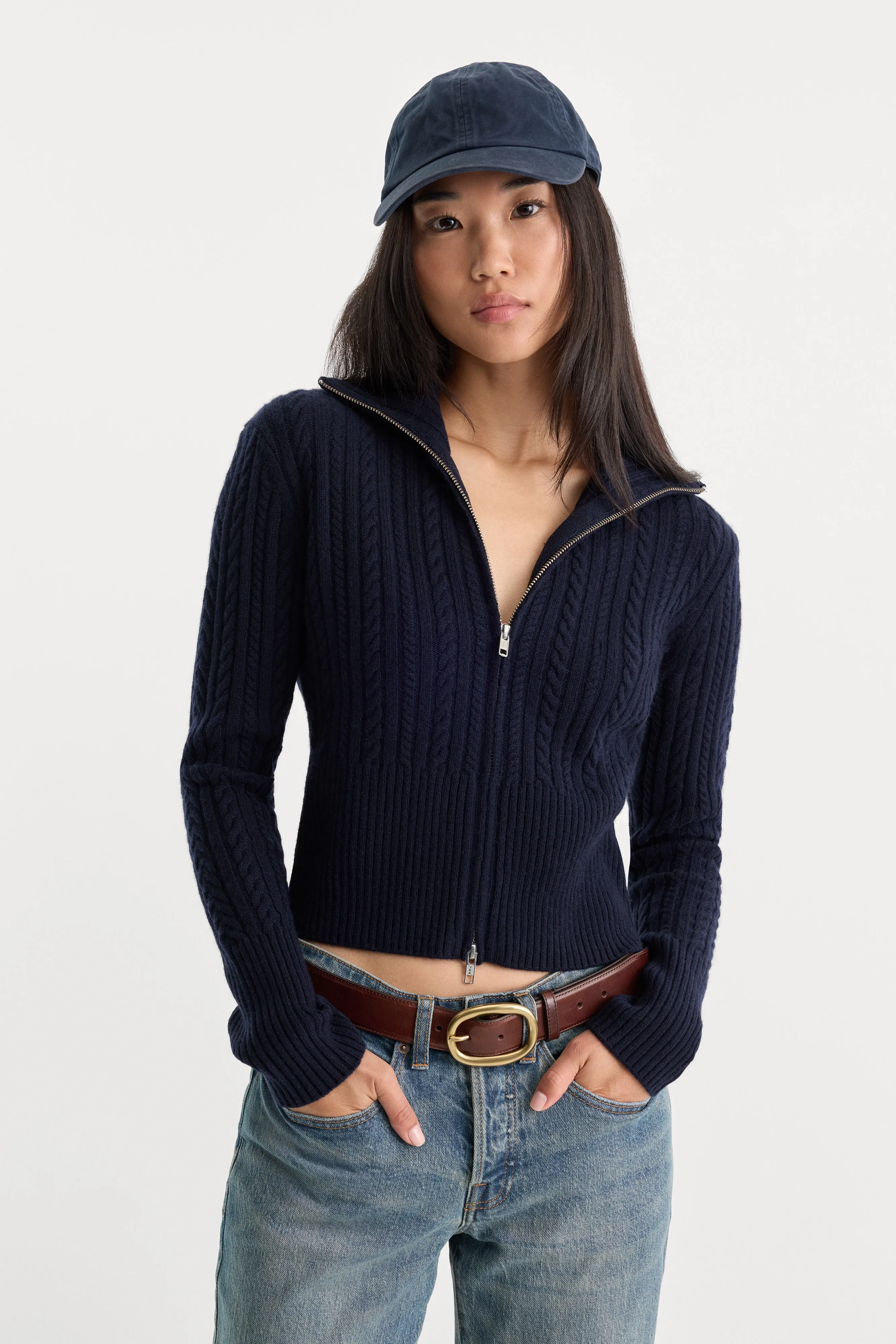 THE CABLE ZIP UP | NEW NAVY002 sold by Good American product image thumbnail 3