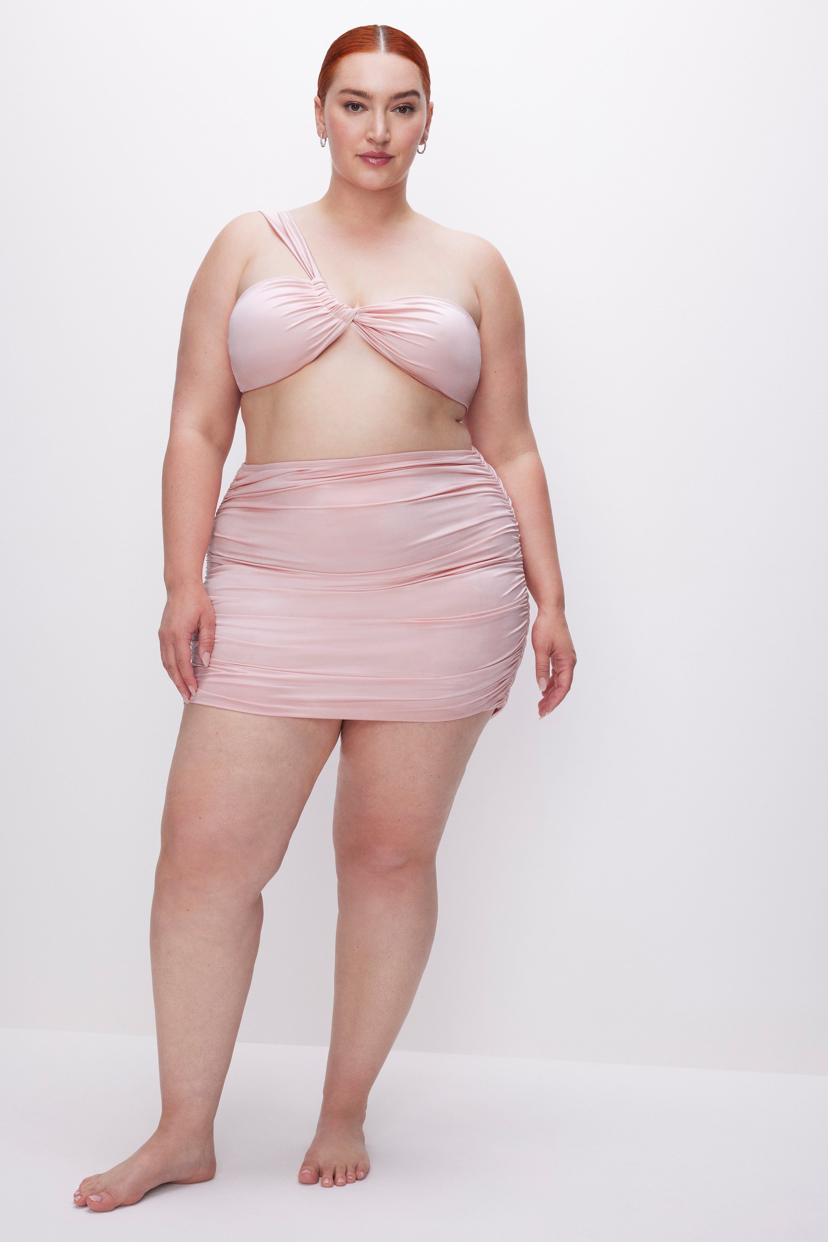 SATIN RUCHED MINI SKIRT | BUBBLE PINK003 sold by Good American product image thumbnail 8