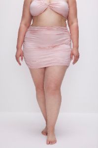 SATIN RUCHED MINI SKIRT | BUBBLE PINK003 sold by Good American