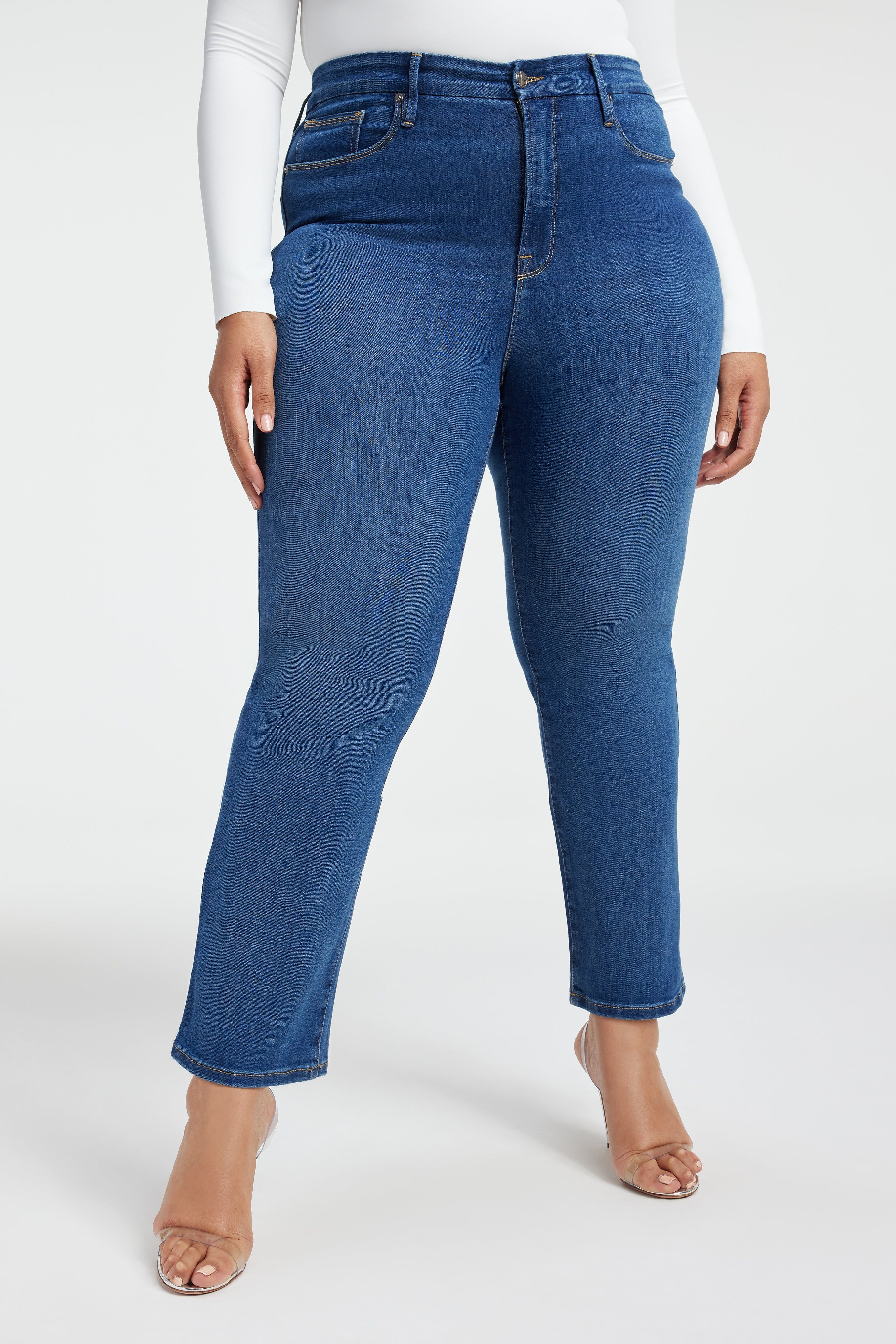 GOOD LEGS STRAIGHT JEANS| BLUE007 sold by Good American product image thumbnail 8