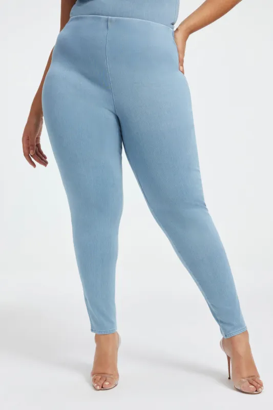 SOFT SCULPT PULL-ON SKINNY JEANS | INDIGO376 sold by Good American