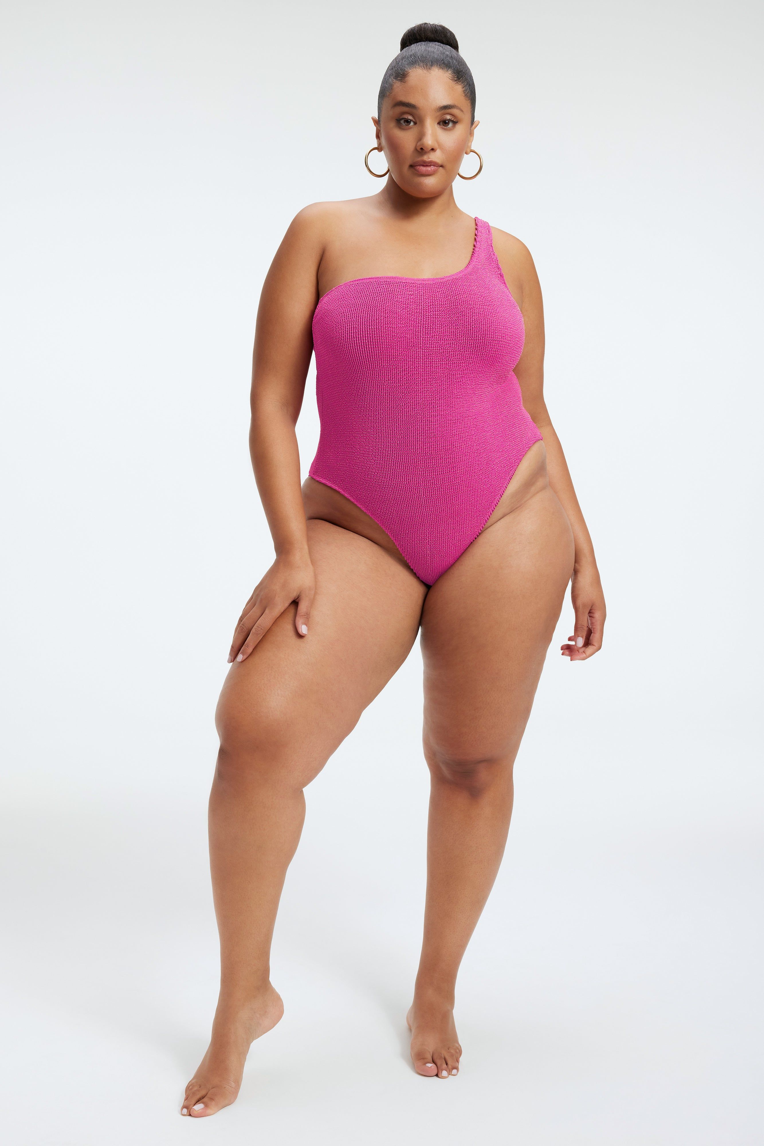 ALWAYS FITS METALLIC SHOULDER ONE-PIECE | FUSCHIA PINK001 sold by Good American product image thumbnail 3