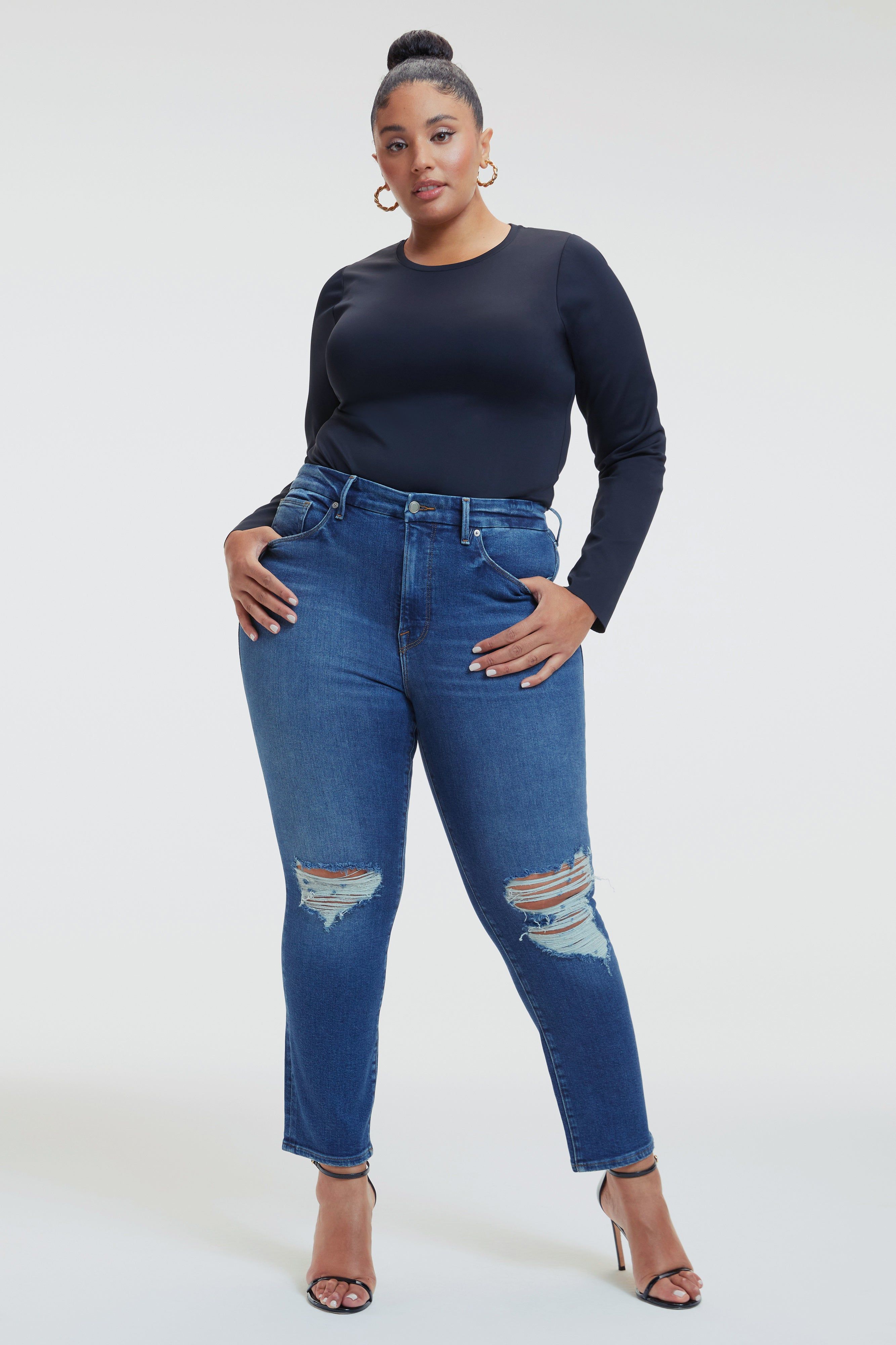 GOOD LEGS CIGARETTE LIGHT COMPRESSION JEANS | INDIGO228 sold by Good American product image thumbnail 7