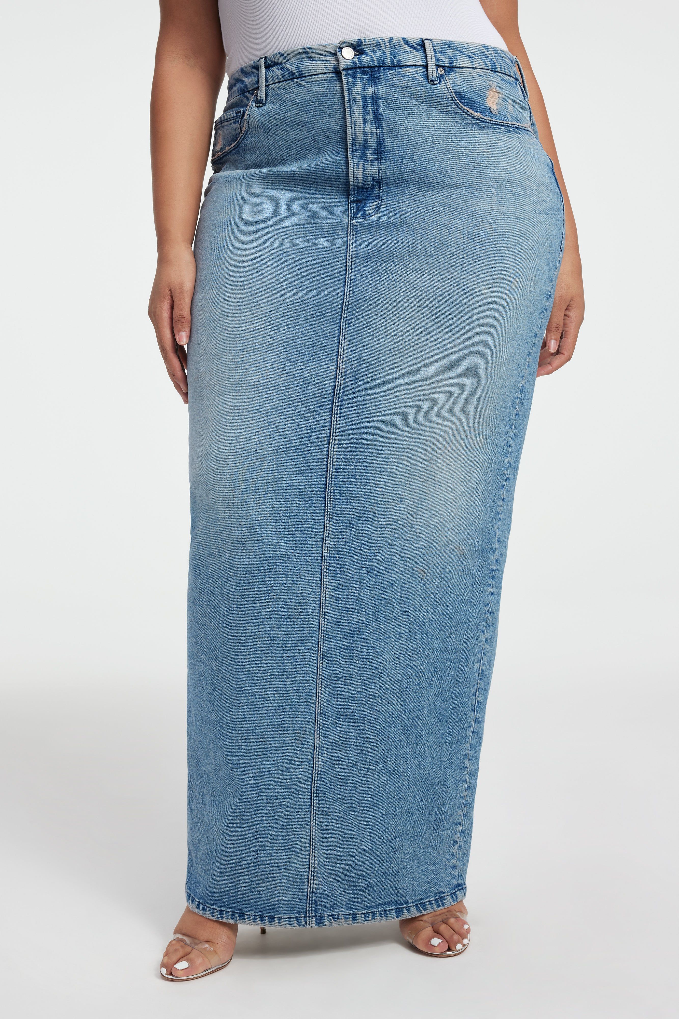 MAXI DENIM SKIRT | INDIGO357 sold by Good American product image thumbnail 6