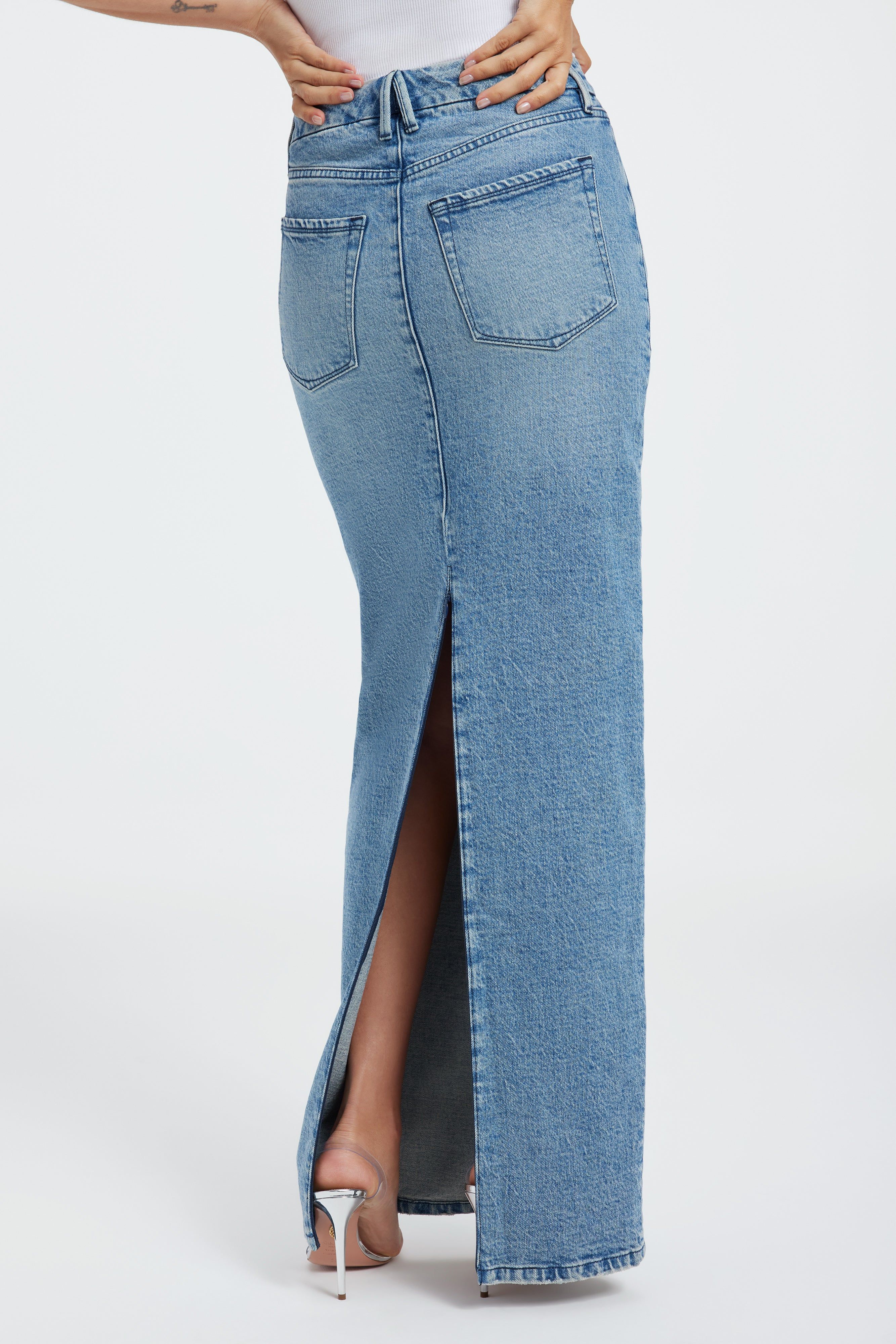 MAXI DENIM SKIRT | INDIGO357 sold by Good American product image thumbnail 4