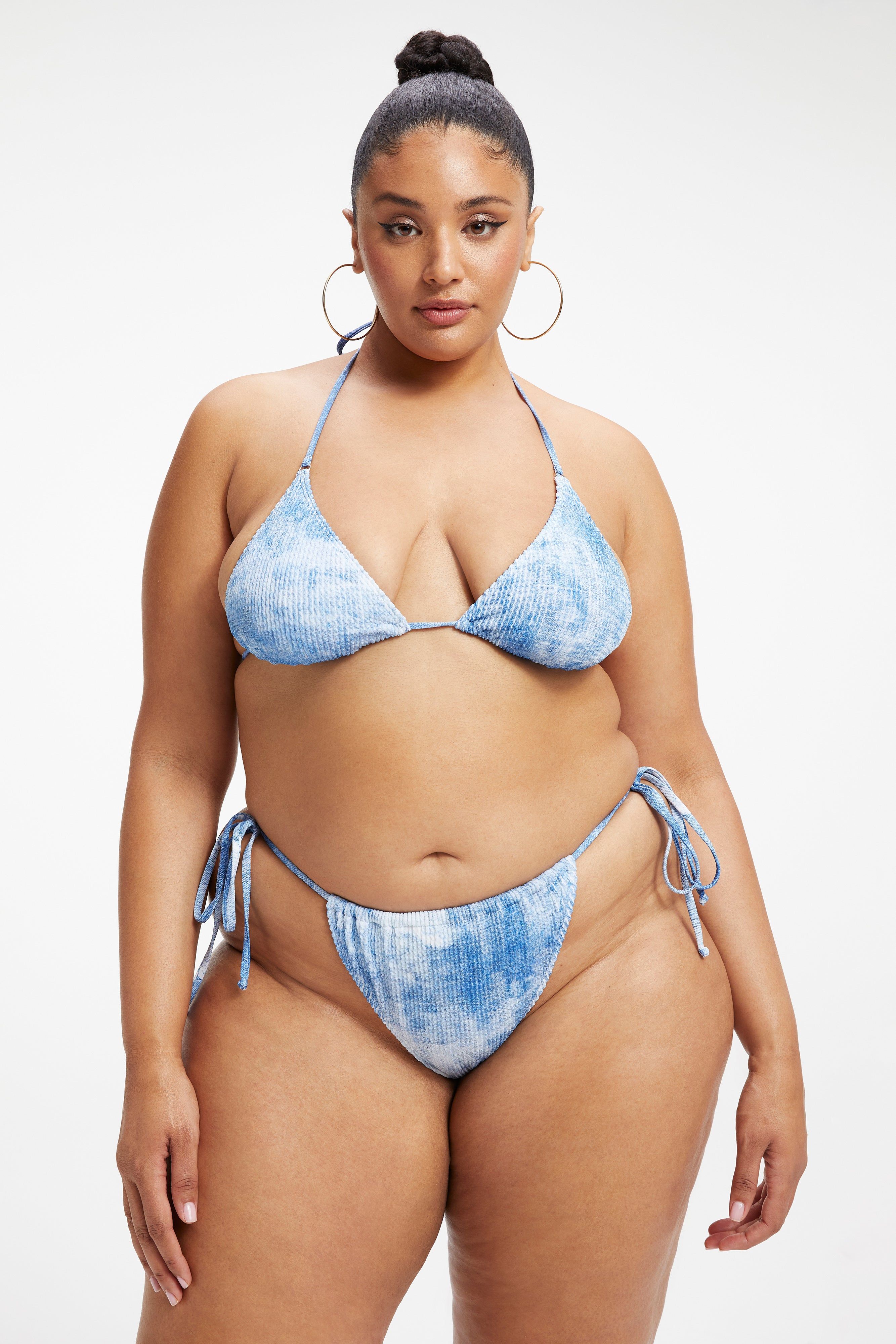 ALWAYS FITS TINY TIES BIKINI TOP | INDIGO TIE DYE002 sold by Good American product image thumbnail 3