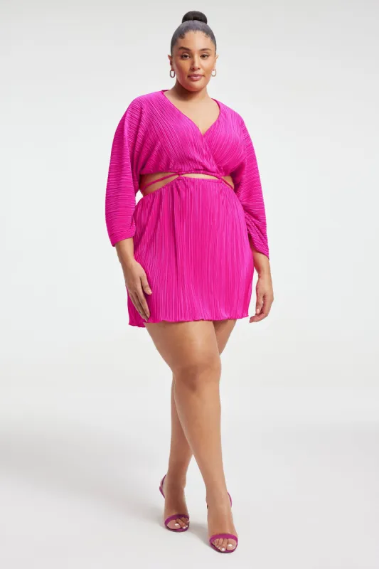 ALWAYS FITS PLISSÉ MINI DRESS | FUCHSIA PINK001 sold by Good American