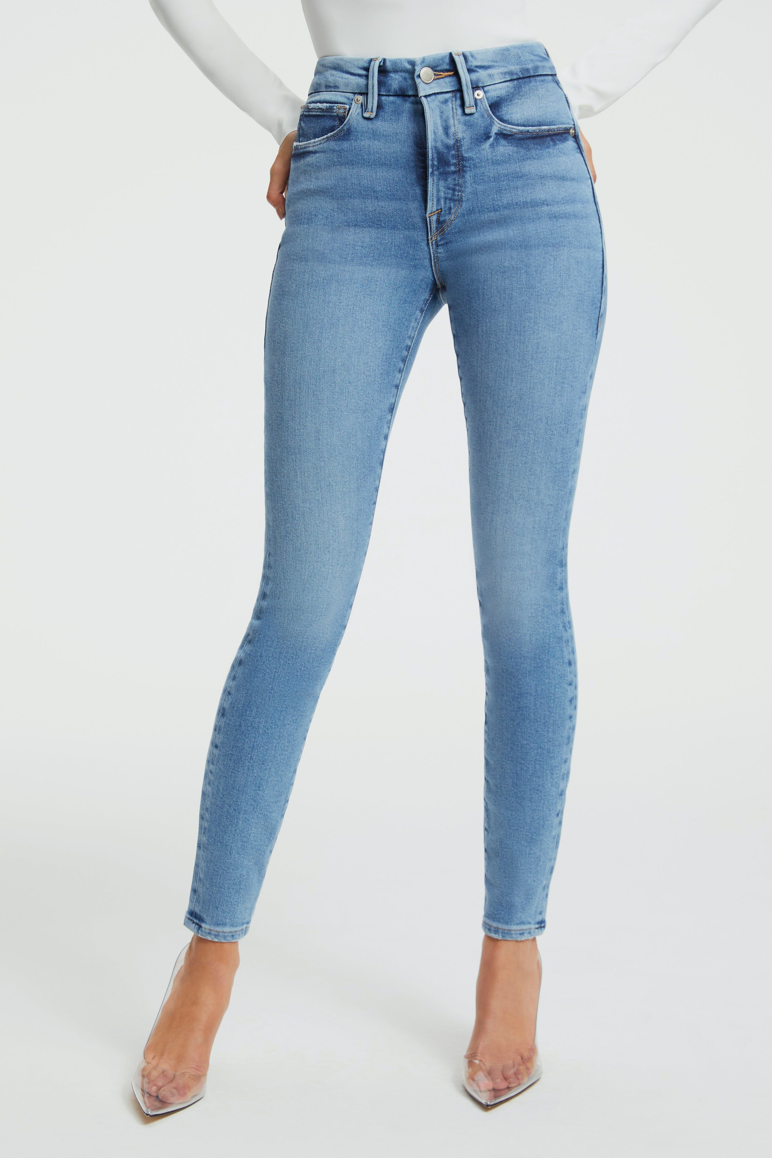 GOOD LEGS SKINNY LIGHT COMPRESSION JEANS | INDIGO268 sold by Good American