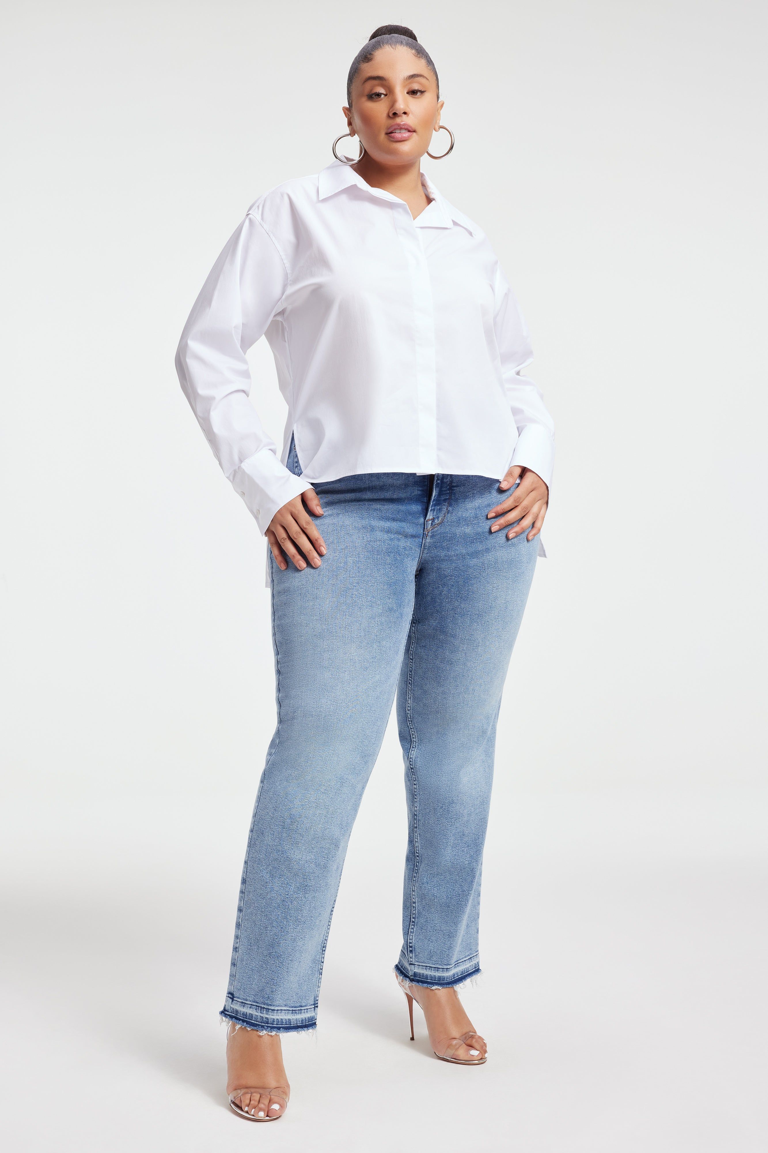 HI LOW GOOD SHIRT | WHITE001 sold by Good American product image thumbnail 3