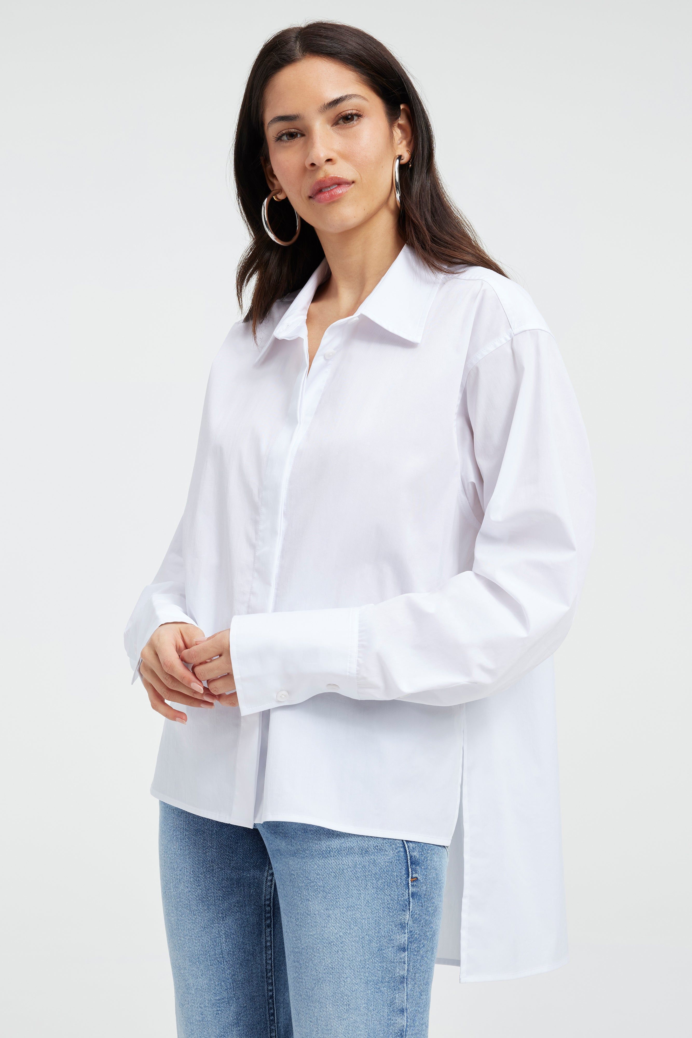 HI LOW GOOD SHIRT | WHITE001 sold by Good American product image thumbnail 5