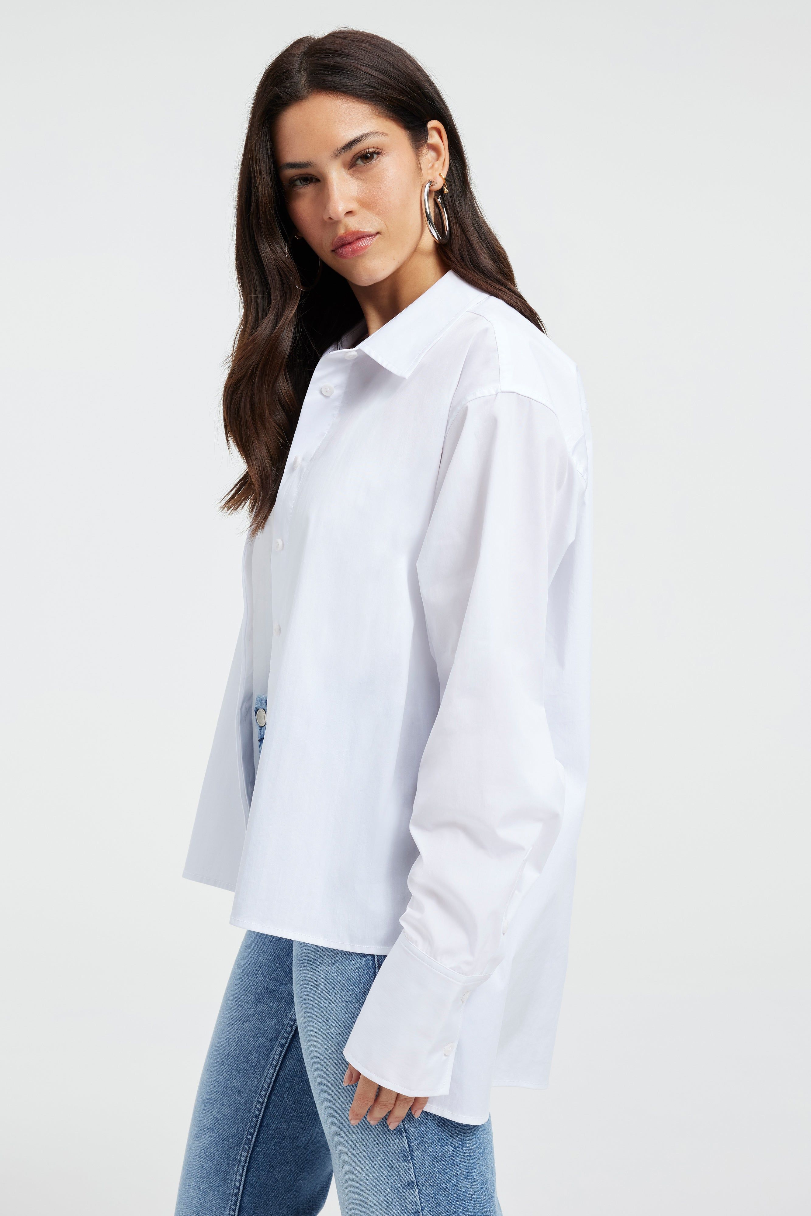 HI LOW GOOD SHIRT | WHITE001 sold by Good American product image thumbnail 7