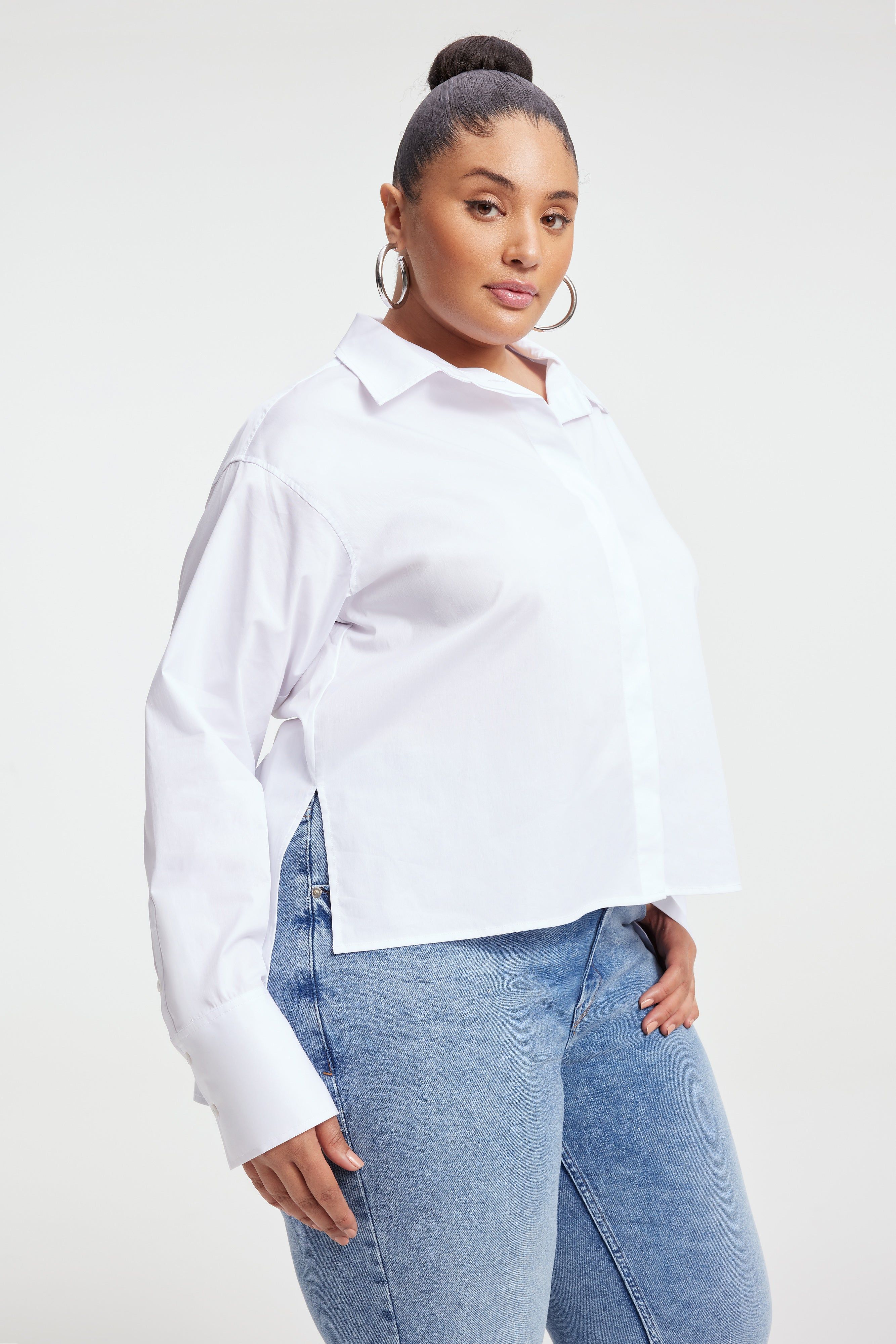 HI LOW GOOD SHIRT | WHITE001 sold by Good American product image thumbnail 4