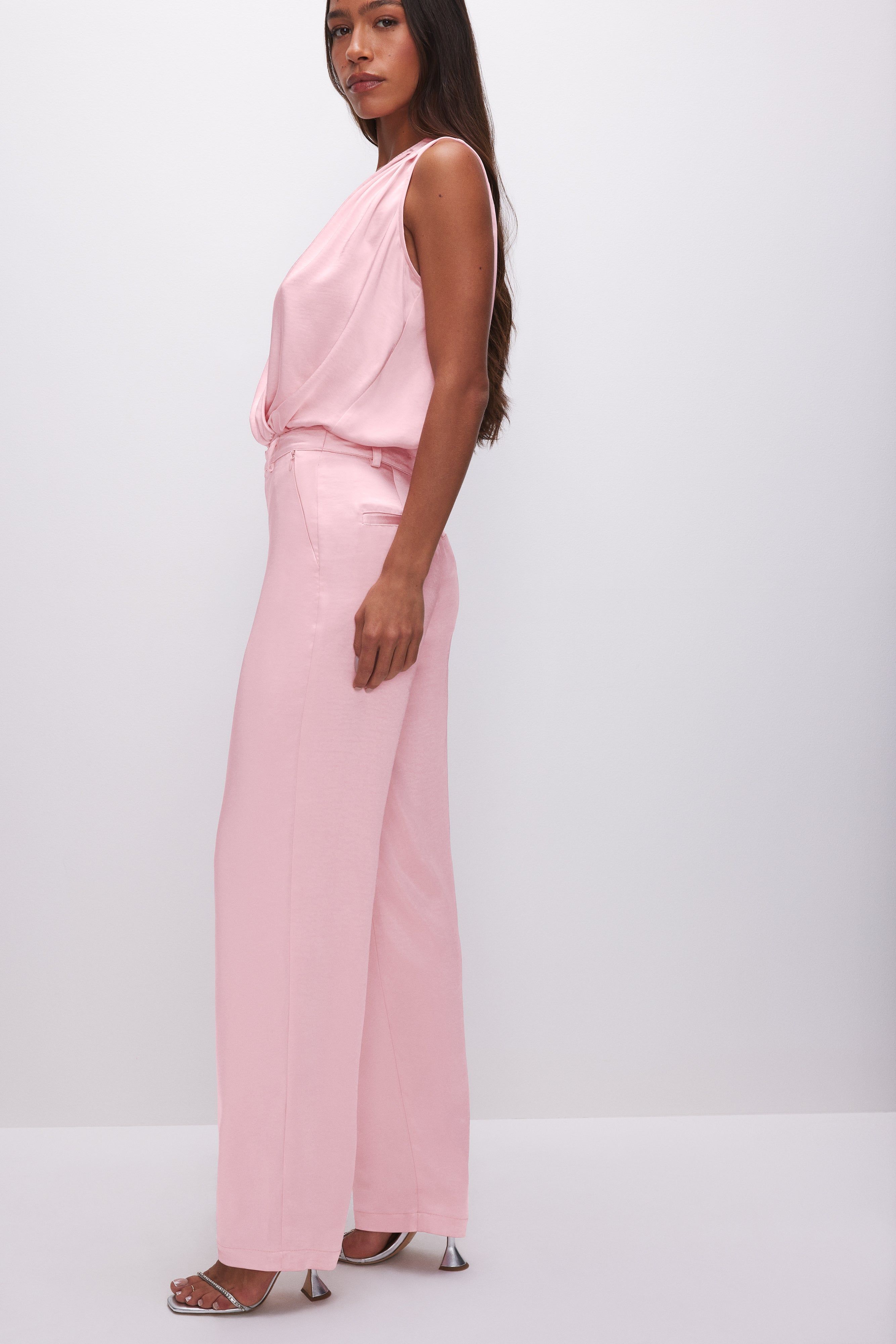 SATIN TROUSERS | BUBBLE PINK003 sold by Good American product image thumbnail 4