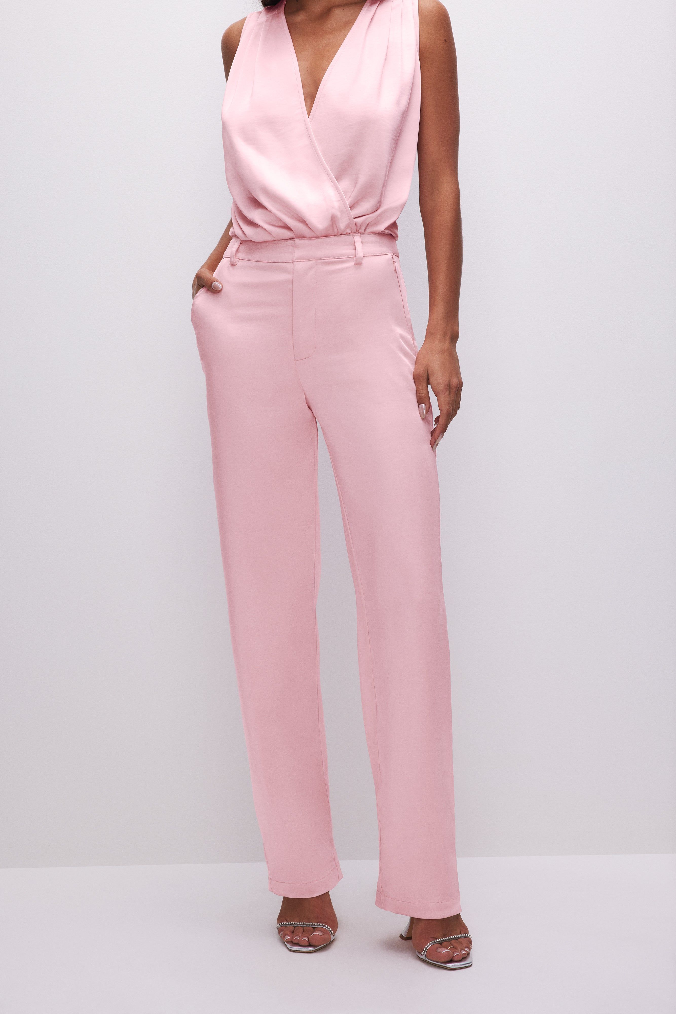 SATIN TROUSERS | BUBBLE PINK003 sold by Good American