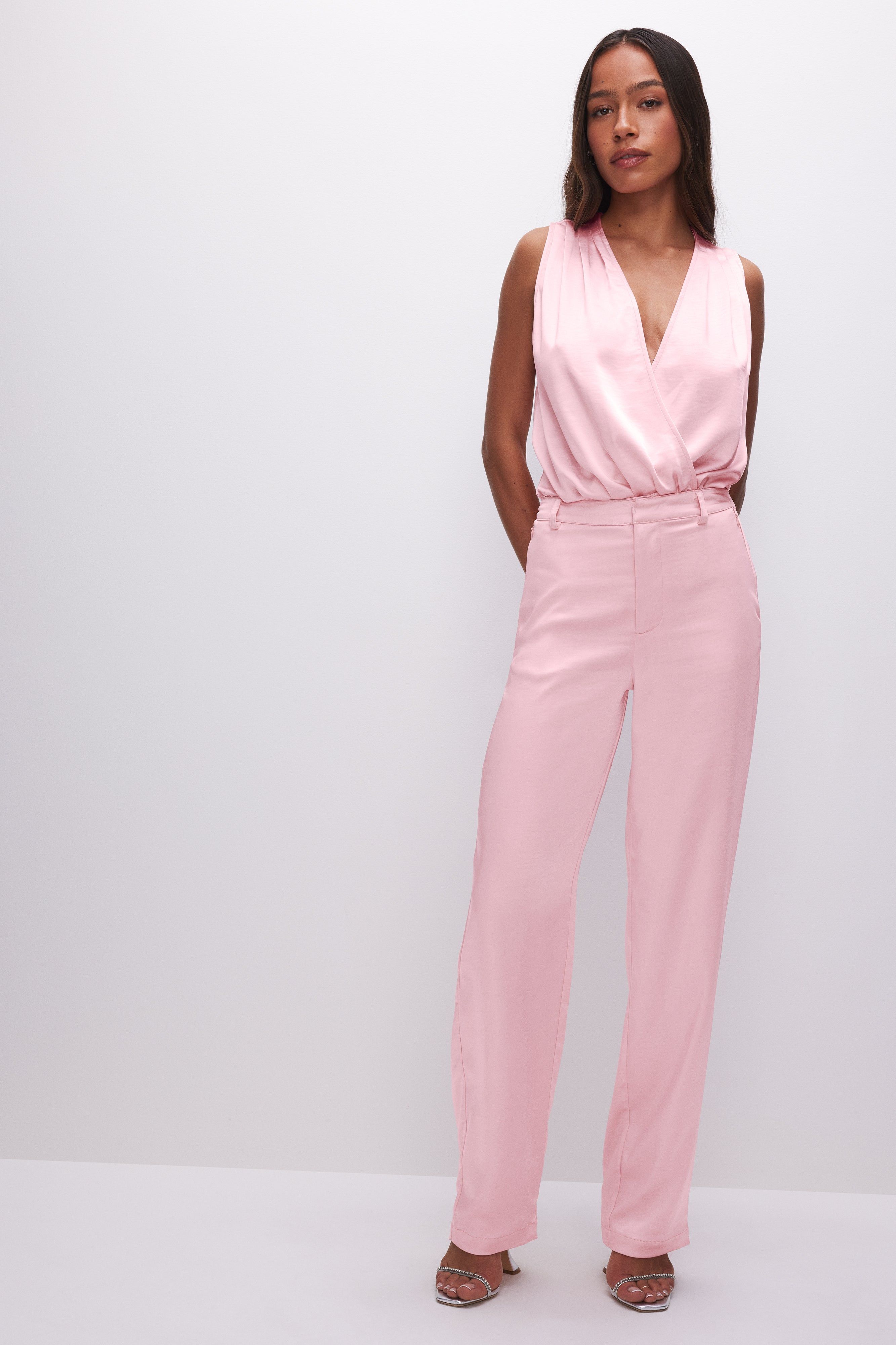 SATIN TROUSERS | BUBBLE PINK003 sold by Good American product image thumbnail 3