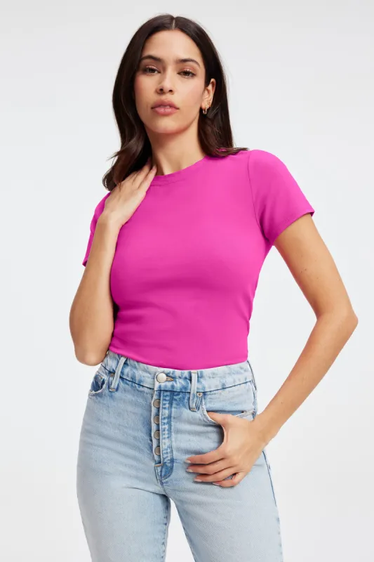 SUPER STRETCH BABY TEE | FUCHSIA PINK001 sold by Good American