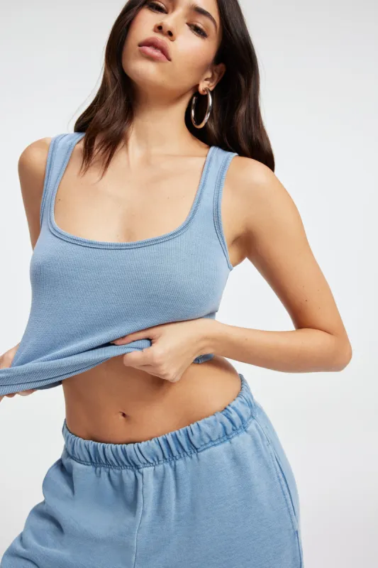 JEANIUS RIBBED TANK | INDIGO376 sold by Good American