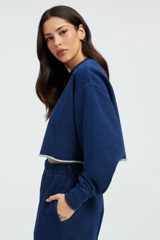 JEANIUS CROPPED SWEATSHIRT | INDIGO377 sold by Good American