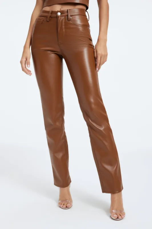 GOOD ICON FAUX LEATHER PANTS | BURNT CARAMEL002 sold by Good American