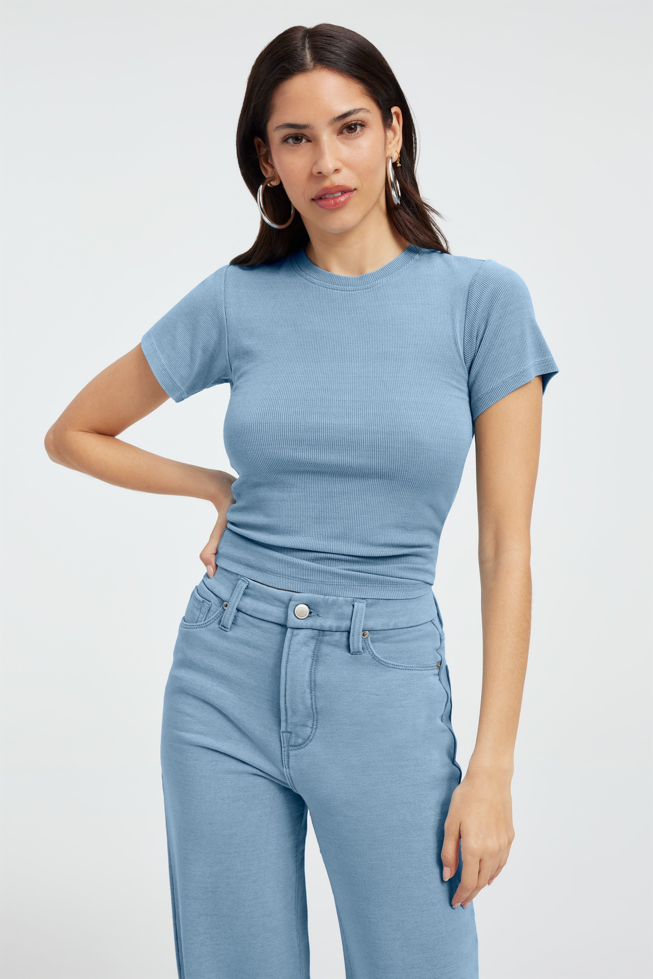 JEANIUS FITTED TEE | INDIGO376 sold by Good American product image thumbnail 5