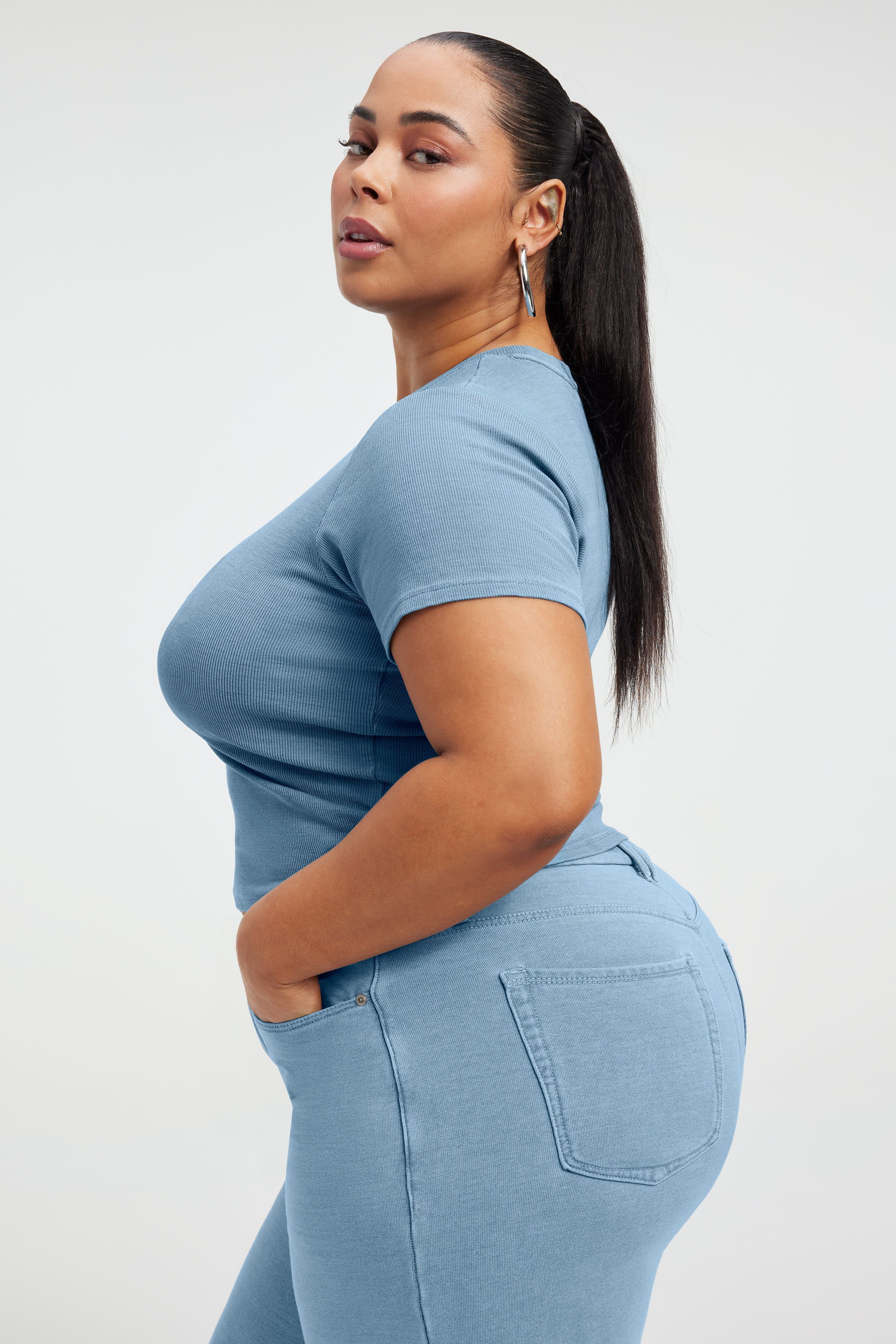 JEANIUS FITTED TEE | INDIGO376 sold by Good American product image thumbnail 3