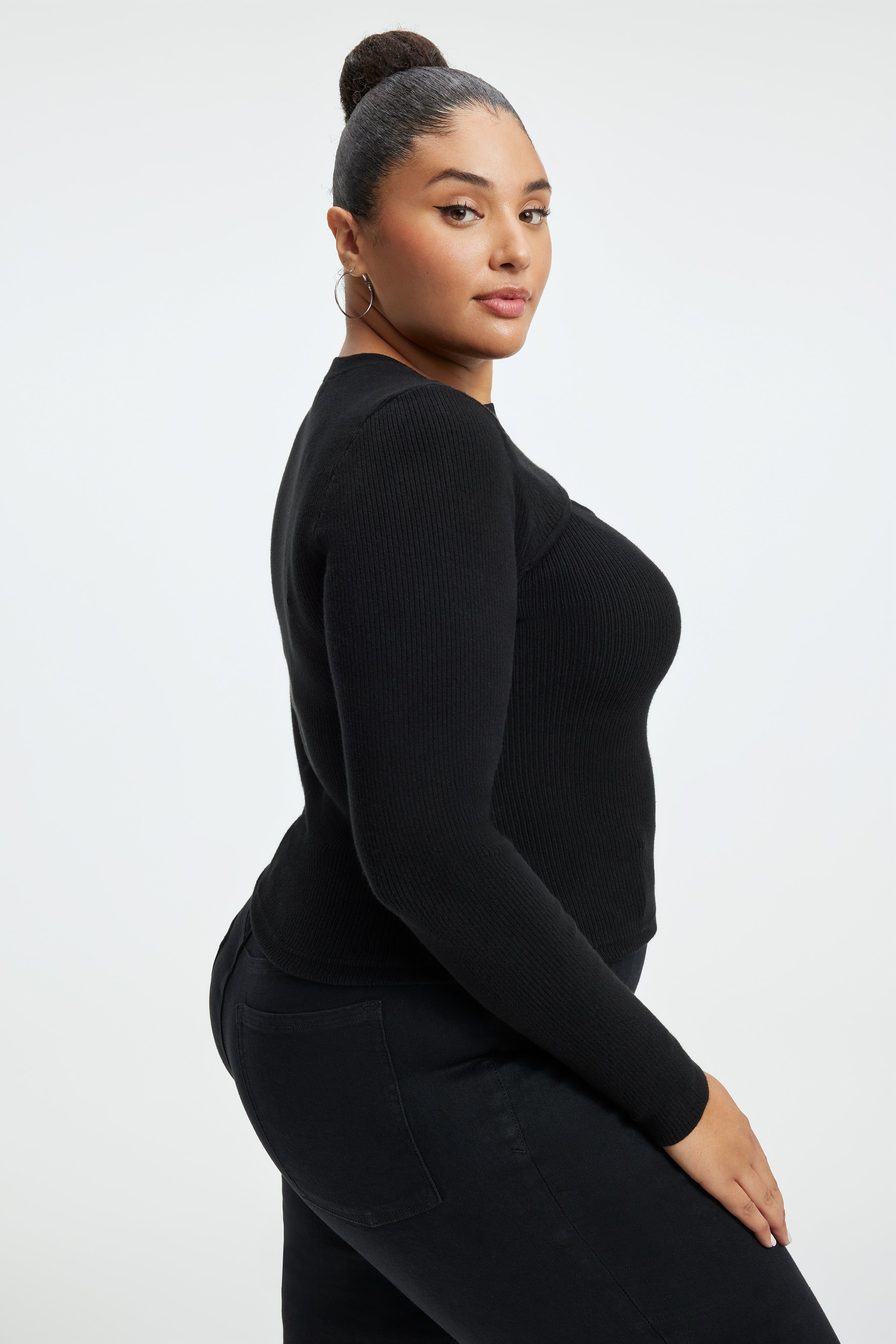 KNIT CUT-OUT TOP | BLACK001 sold by Good American product image thumbnail 4