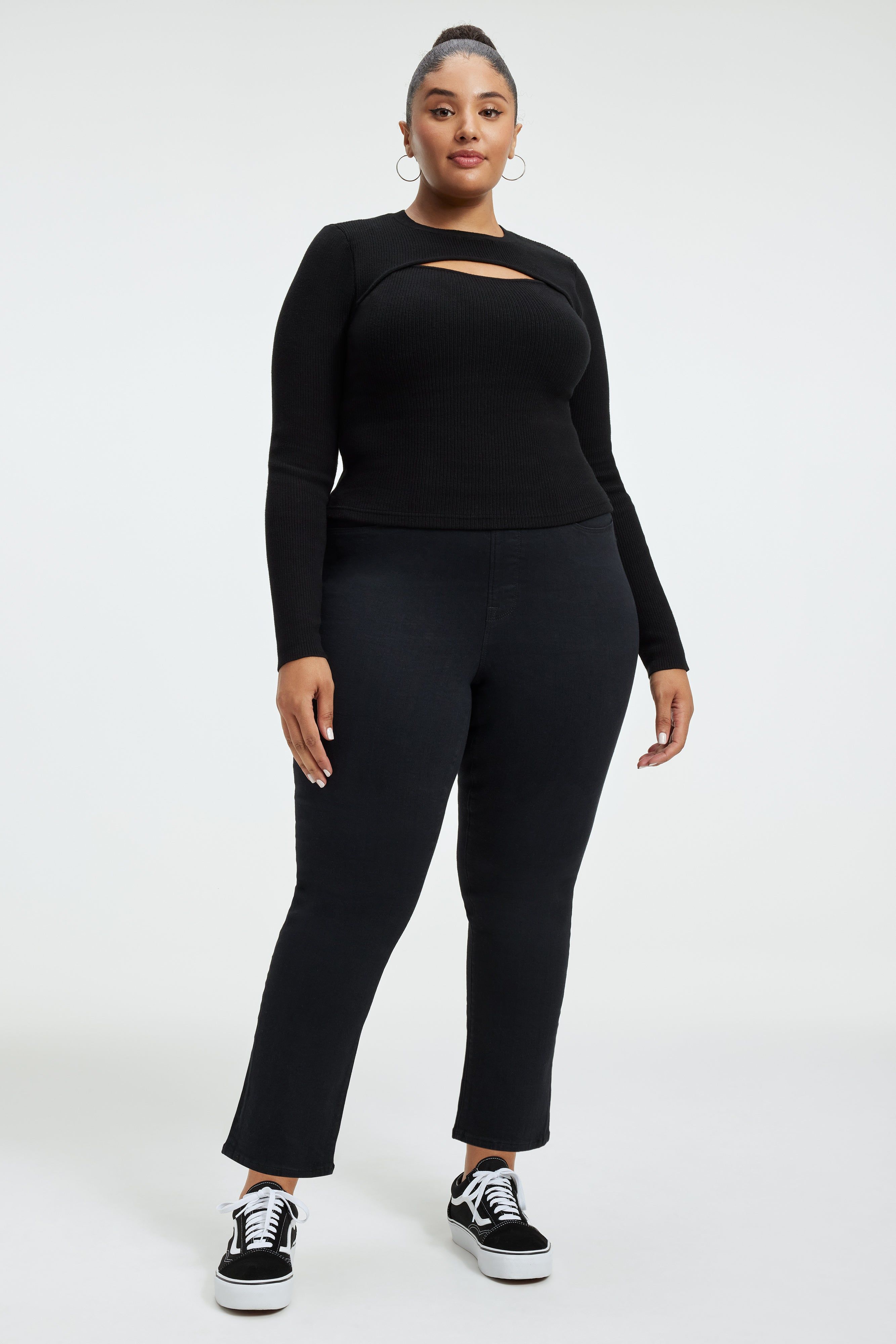 KNIT CUT-OUT TOP | BLACK001 sold by Good American product image thumbnail 3