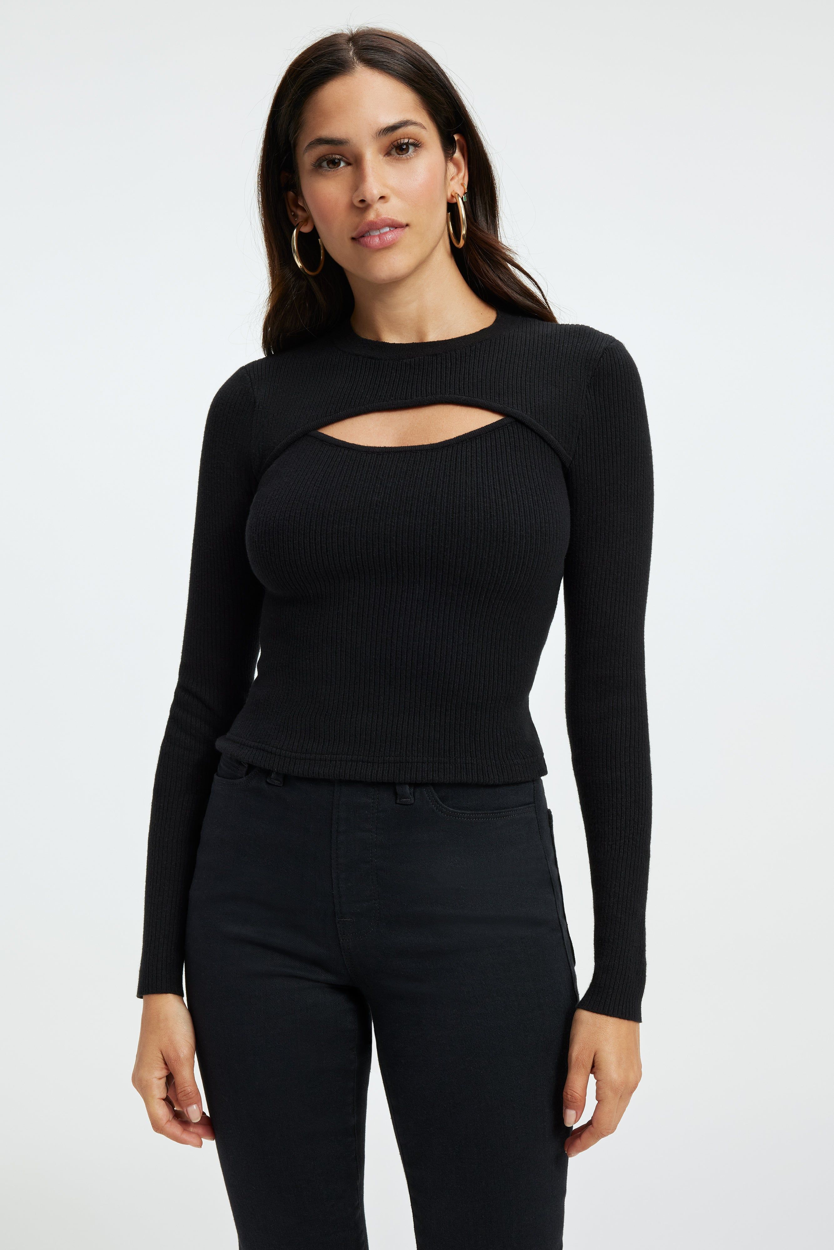 KNIT CUT-OUT TOP | BLACK001 sold by Good American product image thumbnail 6