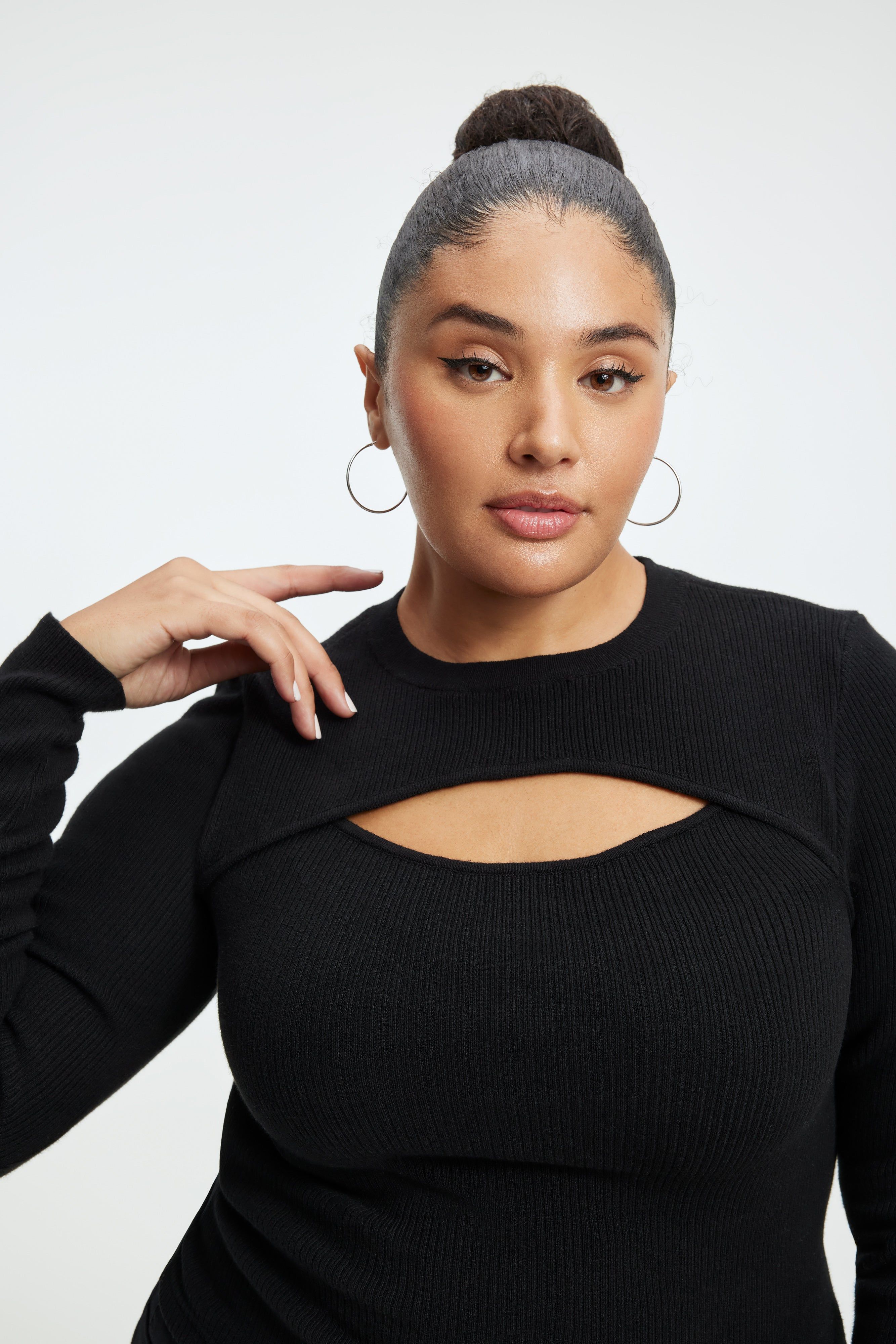 KNIT CUT-OUT TOP | BLACK001 sold by Good American product image thumbnail 2