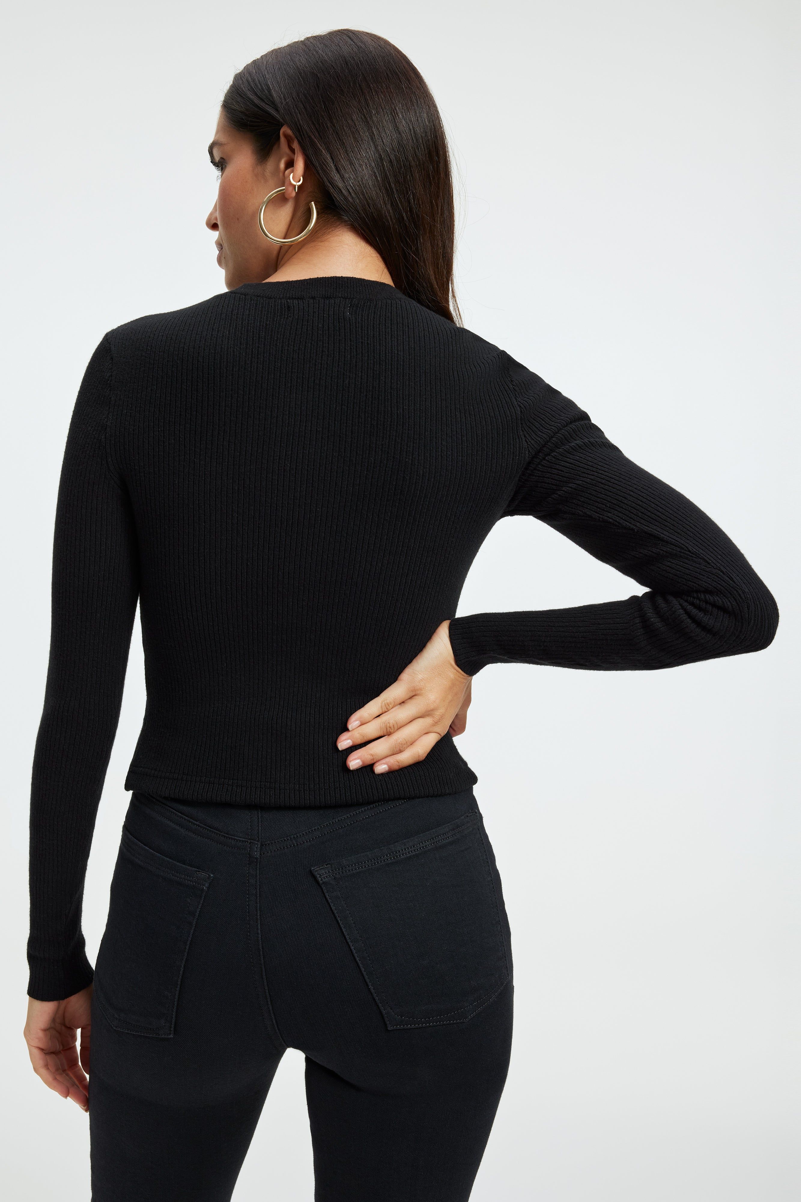 KNIT CUT-OUT TOP | BLACK001 sold by Good American product image thumbnail 9