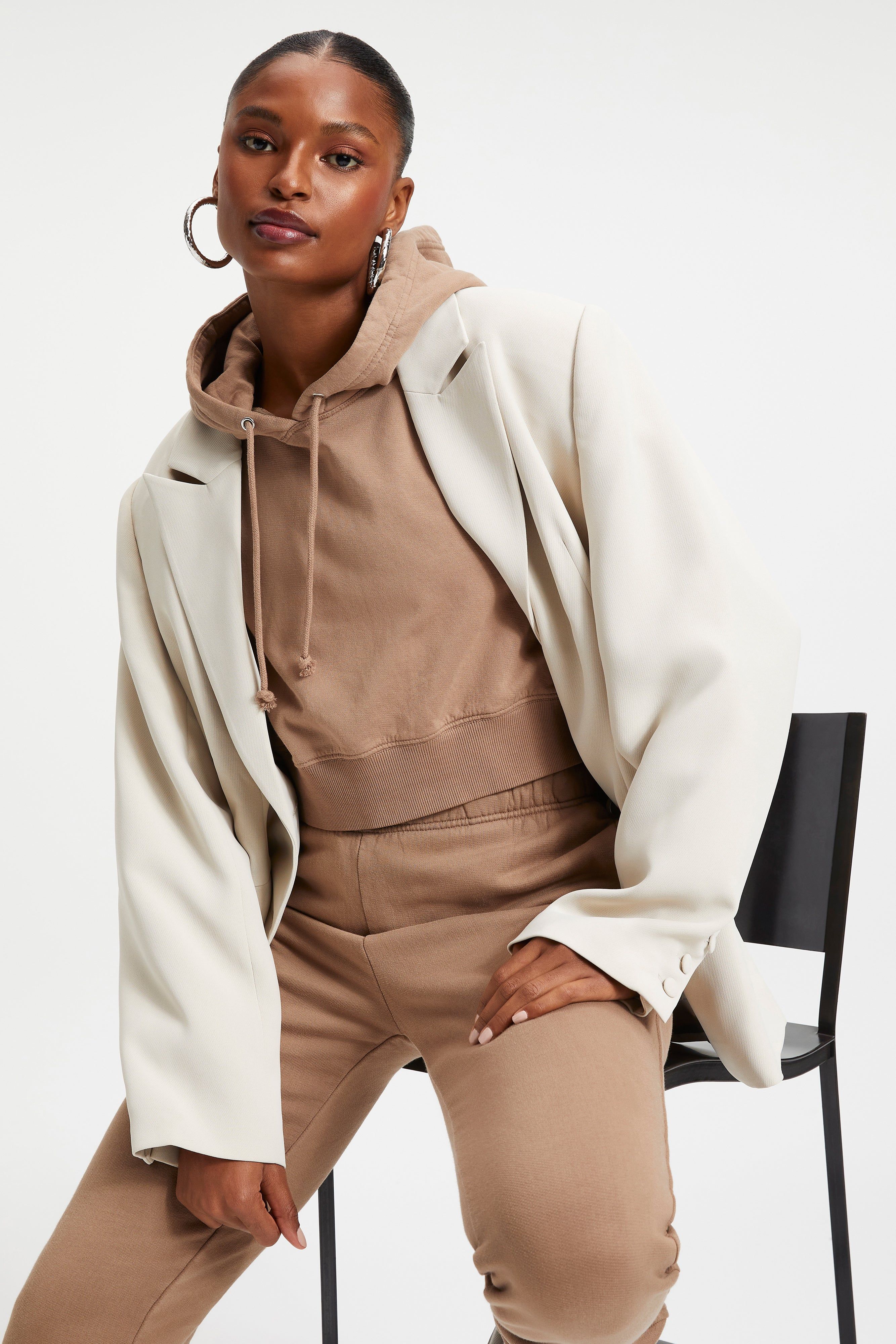 CROPPED & COOL HOODIE | PUTTY001 sold by Good American product image thumbnail 8