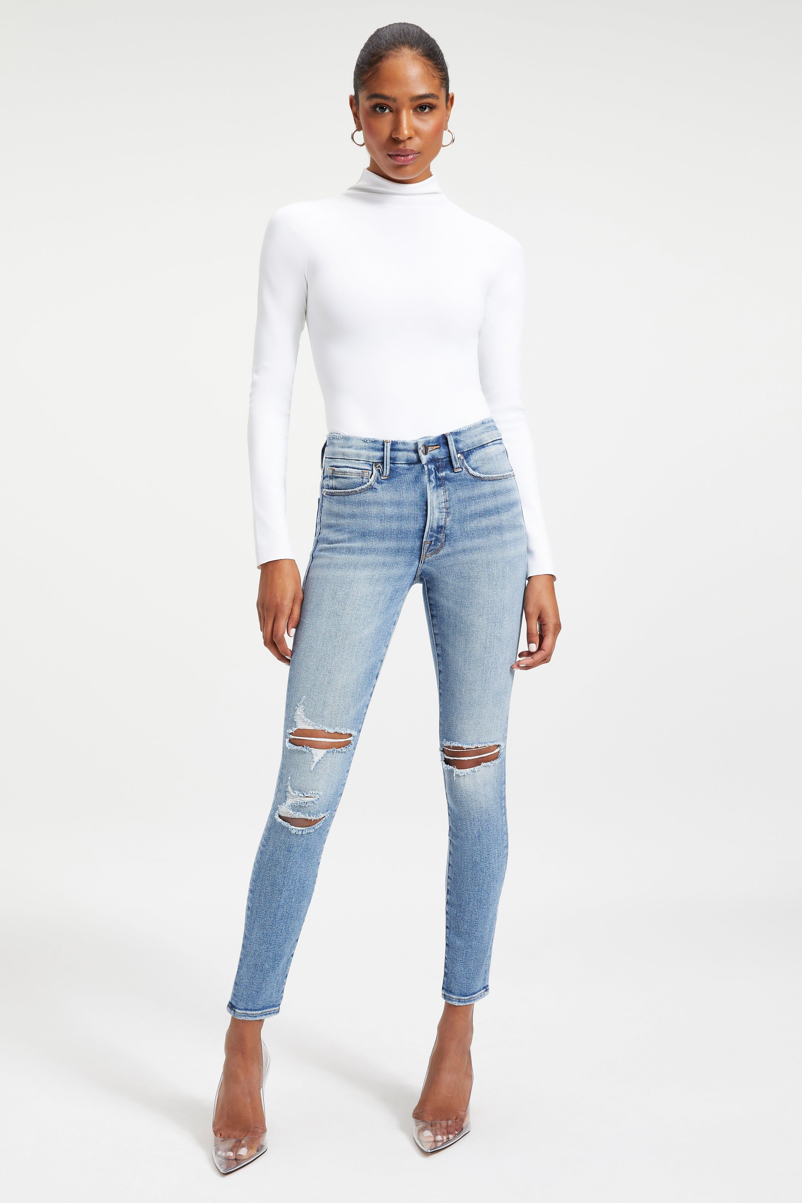 GOOD LEGS SKINNY JEANS | INDIGO094 sold by Good American product image thumbnail 3