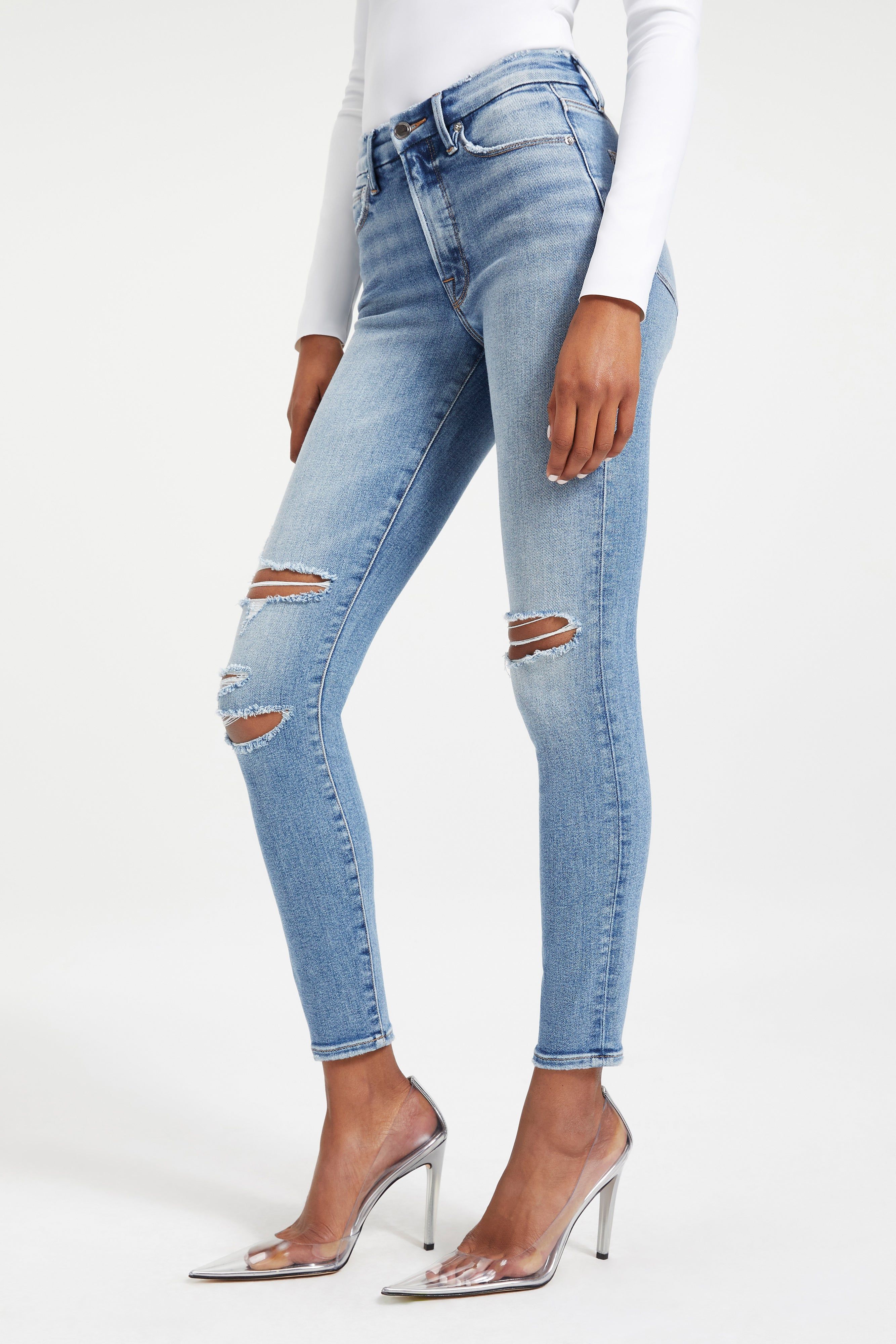 GOOD LEGS SKINNY JEANS | INDIGO094 sold by Good American product image thumbnail 4